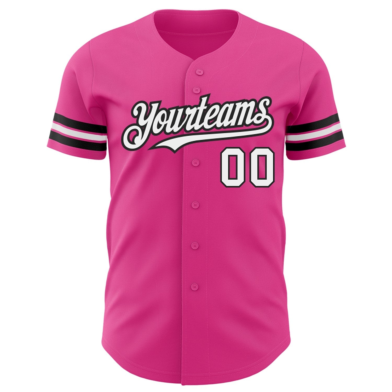 Custom Pink White-Black Authentic Baseball Jersey baseball jersey product view 2