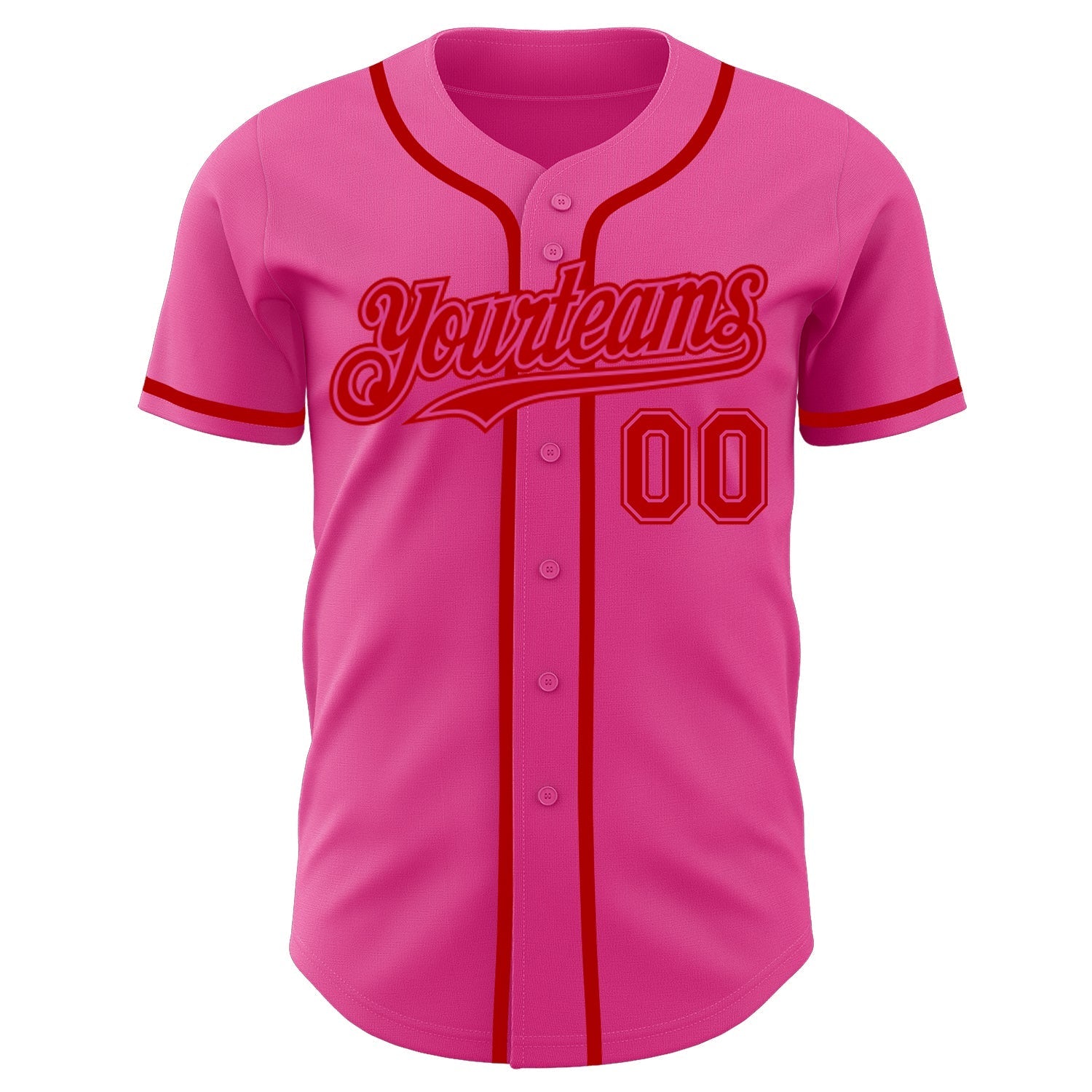 Custom Pink Red Authentic Baseball Jersey baseball jersey product view 2