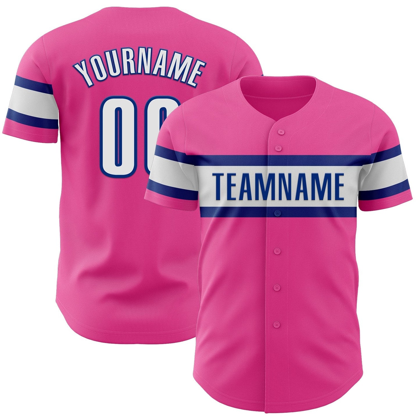 Custom Pink White-Royal Authentic Baseball Jersey baseball jersey product view 1