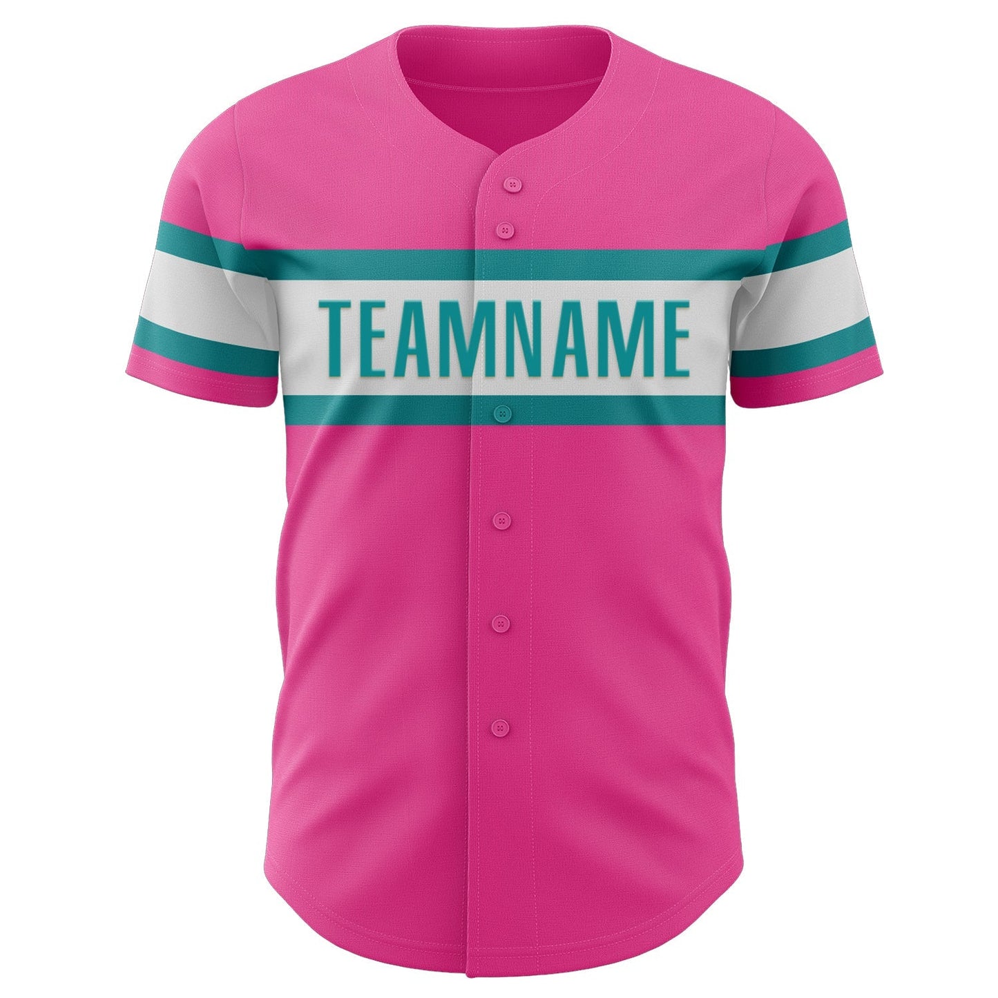 Custom Pink White-Teal Authentic Baseball Jersey baseball jersey product view 2