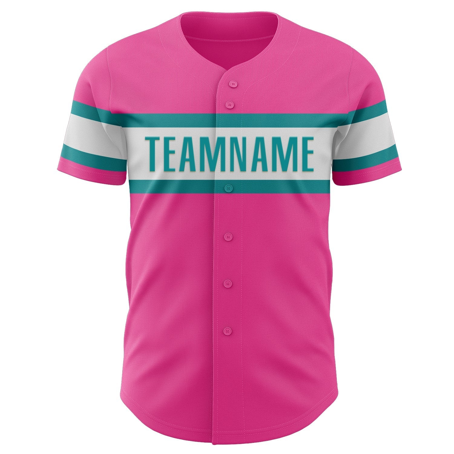 Custom Pink White-Teal Authentic Baseball Jersey baseball jersey product view 2