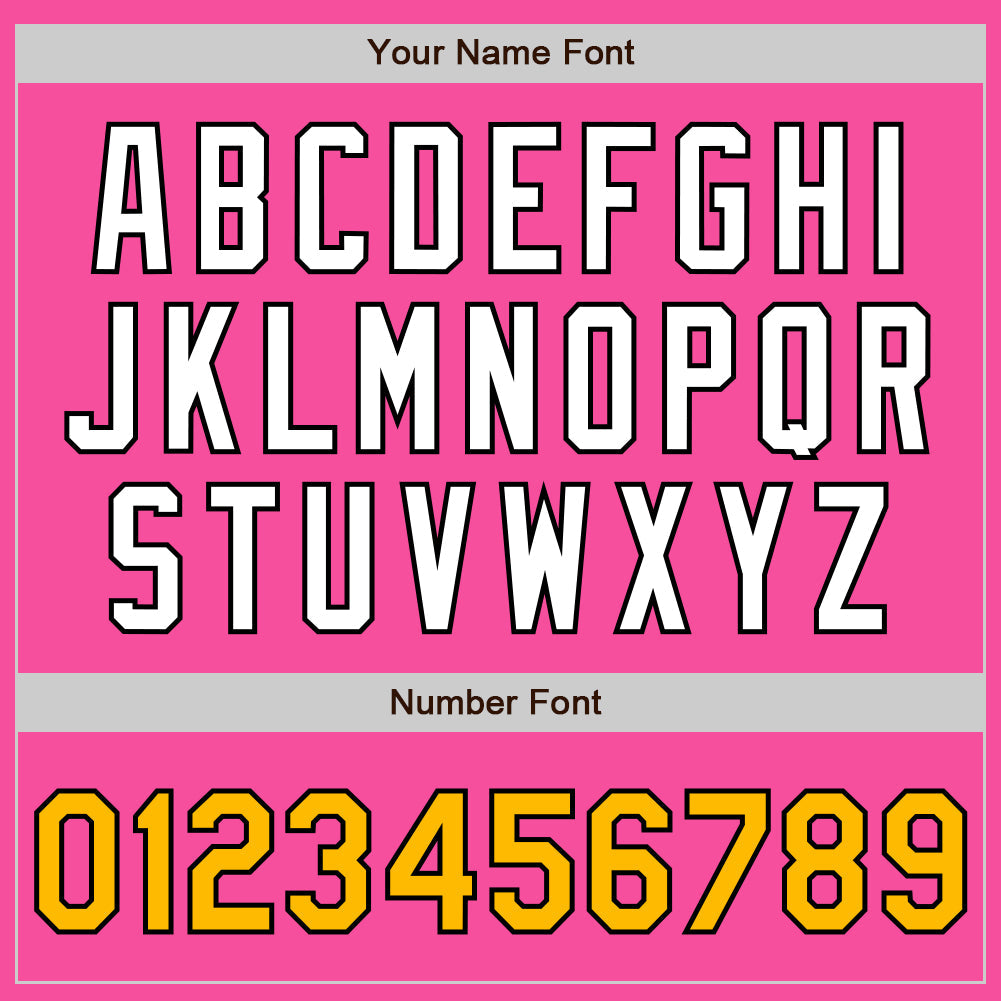 Custom Pink White Pinstripe Gold-Black Authentic Baseball Jersey baseball jersey product view 5