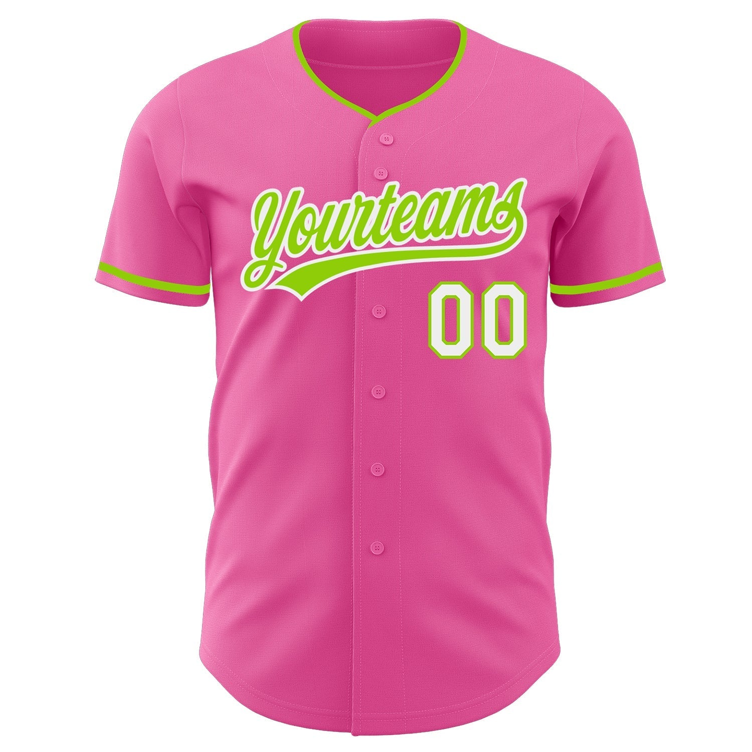 Custom Pink Neon Green Black-White Authentic Baseball Jersey baseball jersey product view 2
