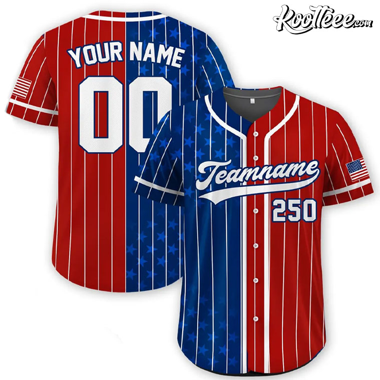 Pinstripe 250th America Anniversary 4th Of July Custom Baseball Jersey baseball jersey product view 1