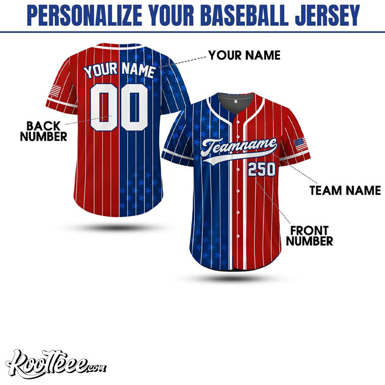 Pinstripe 250th America Anniversary 4th Of July Custom Baseball Jersey baseball jersey product view 2