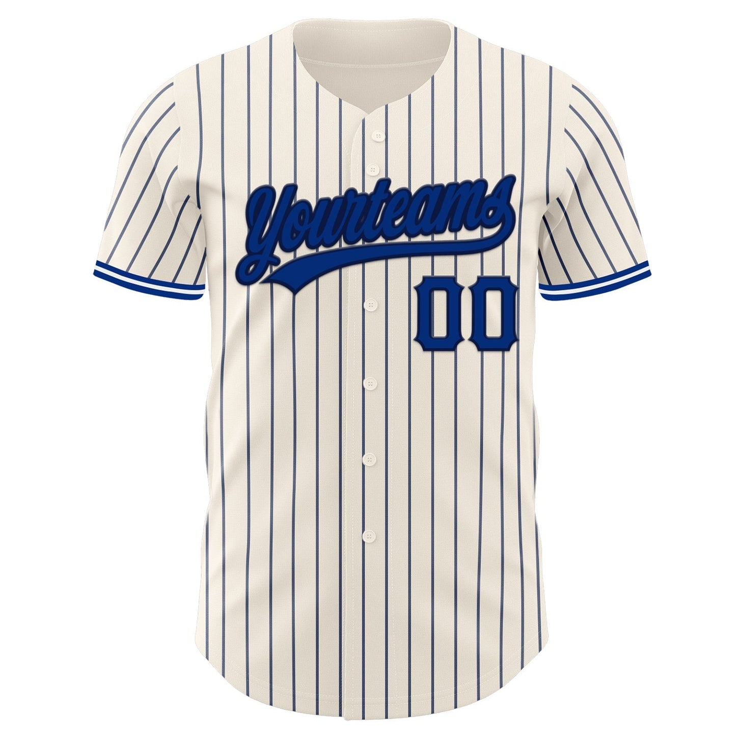 Custom Cream Navy Pinstripe Royal Navy-White Authentic Baseball Jersey baseball jersey product view 4