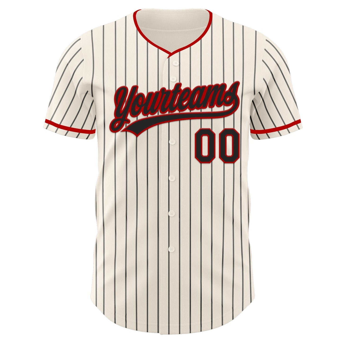 Custom Cream Black Pinstripe Black-Red Authentic Baseball Jersey baseball jersey product view 4