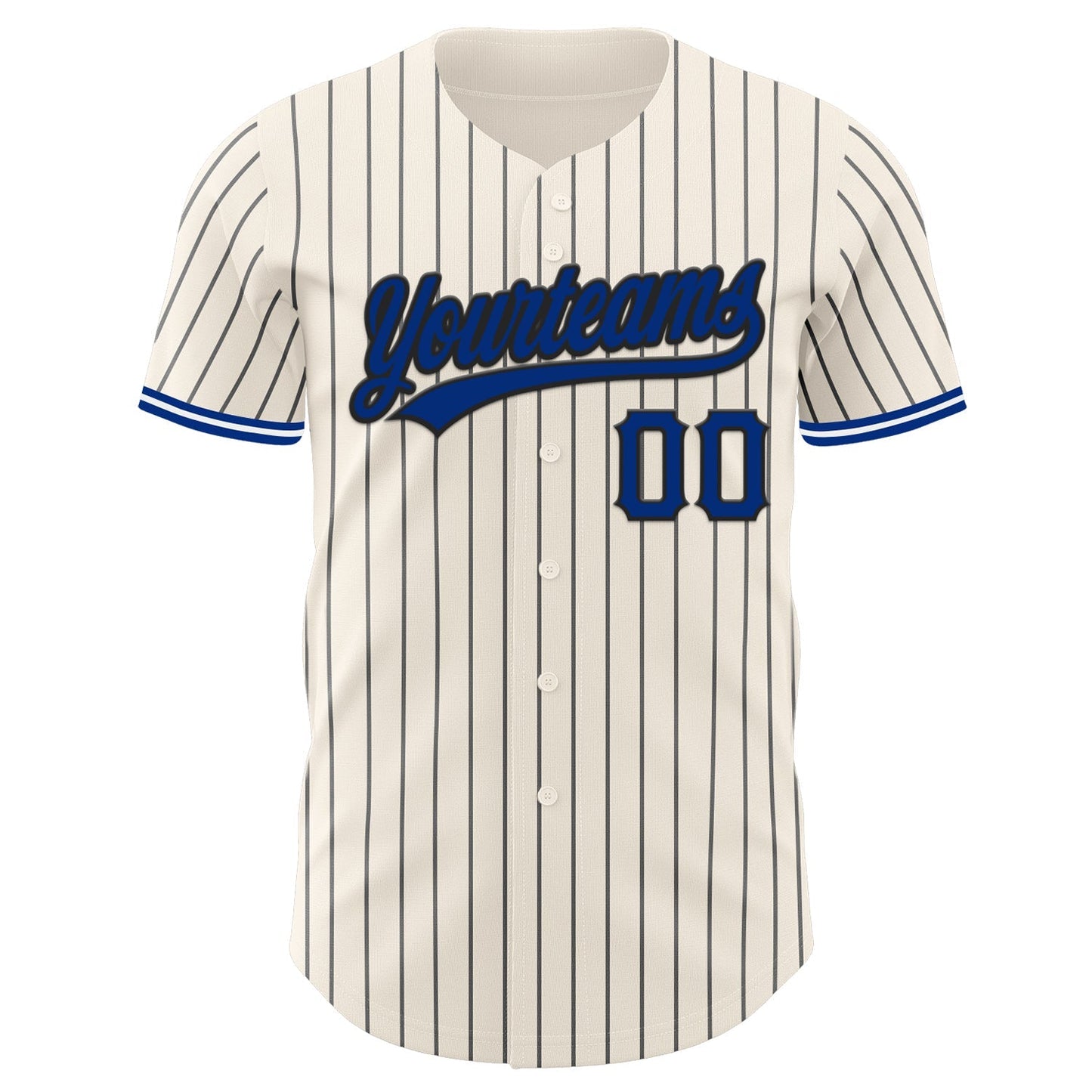 Custom Cream Black Pinstripe Royal Black-White Authentic Baseball Jersey baseball jersey product view 4