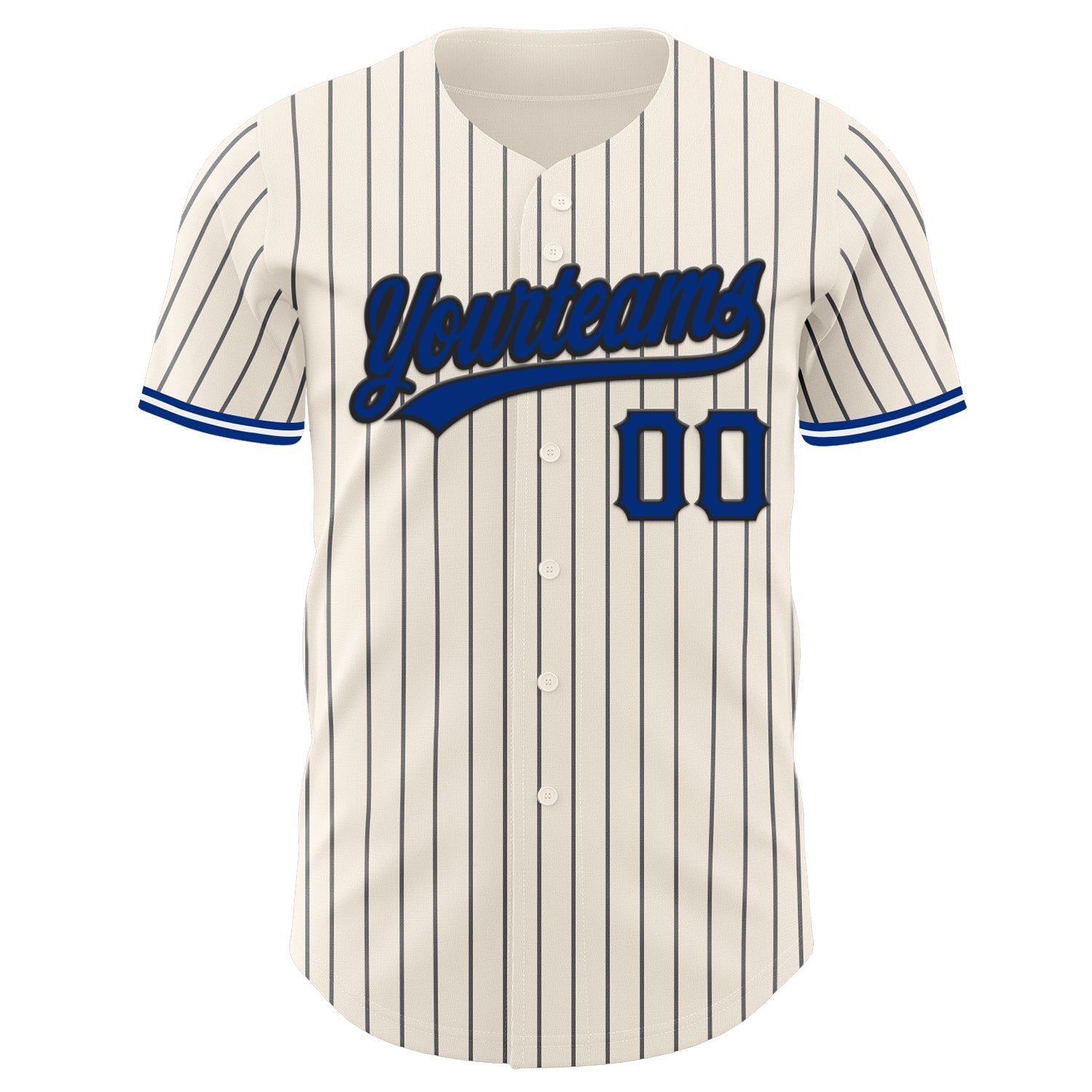Custom Cream Black Pinstripe Royal Black-White Authentic Baseball Jersey baseball jersey product view 4