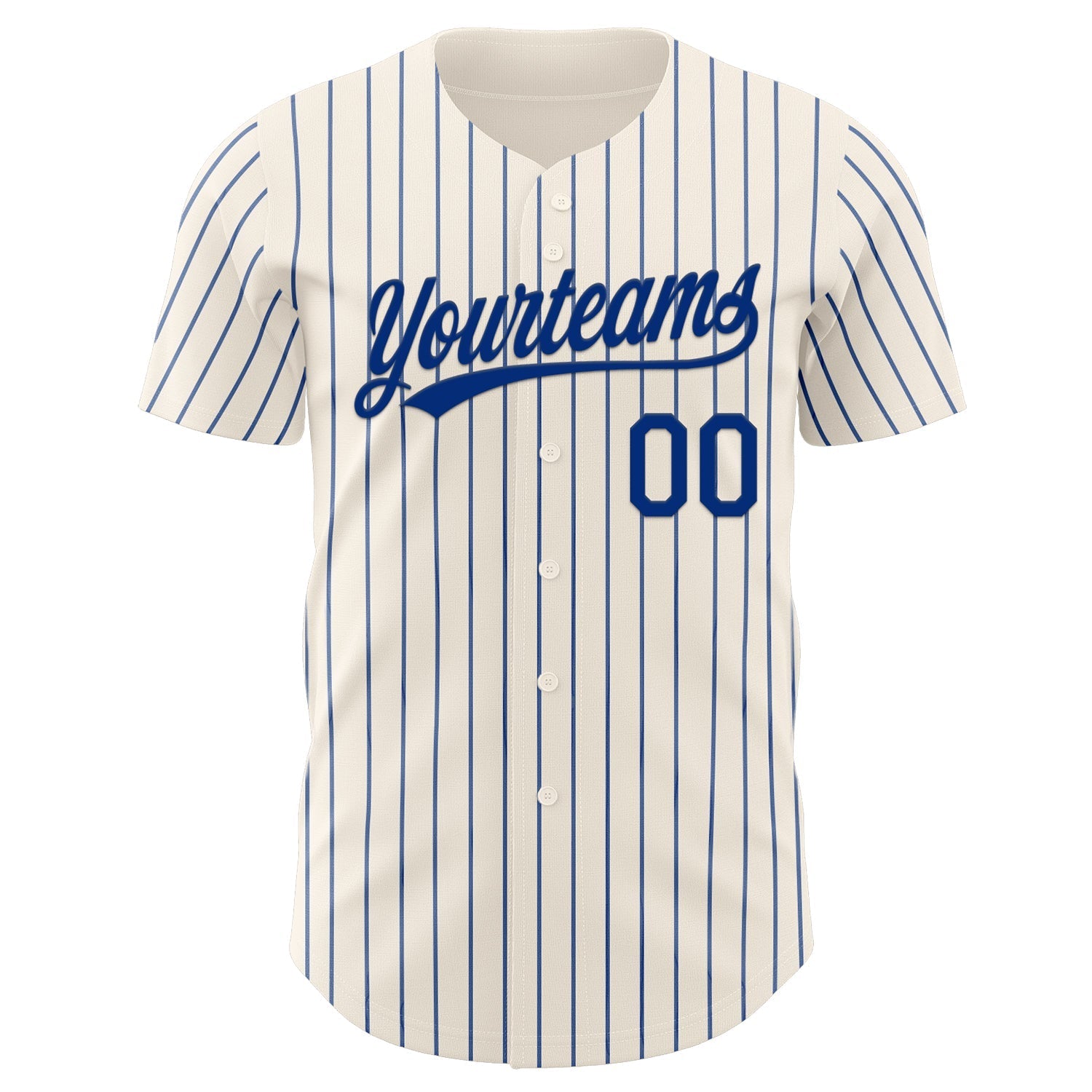 Custom Cream Royal Pinstripe Royal Authentic Baseball Jersey baseball jersey product view 4