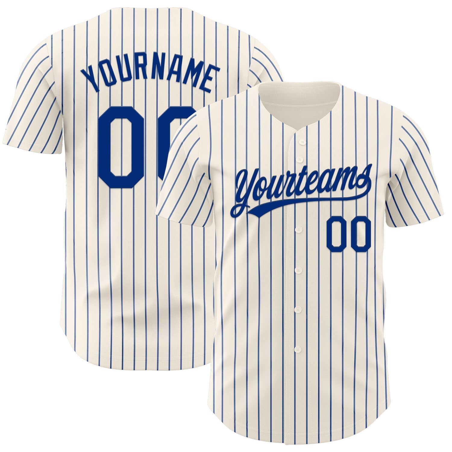 Custom Cream Royal Pinstripe Royal Authentic Baseball Jersey baseball jersey product view 1