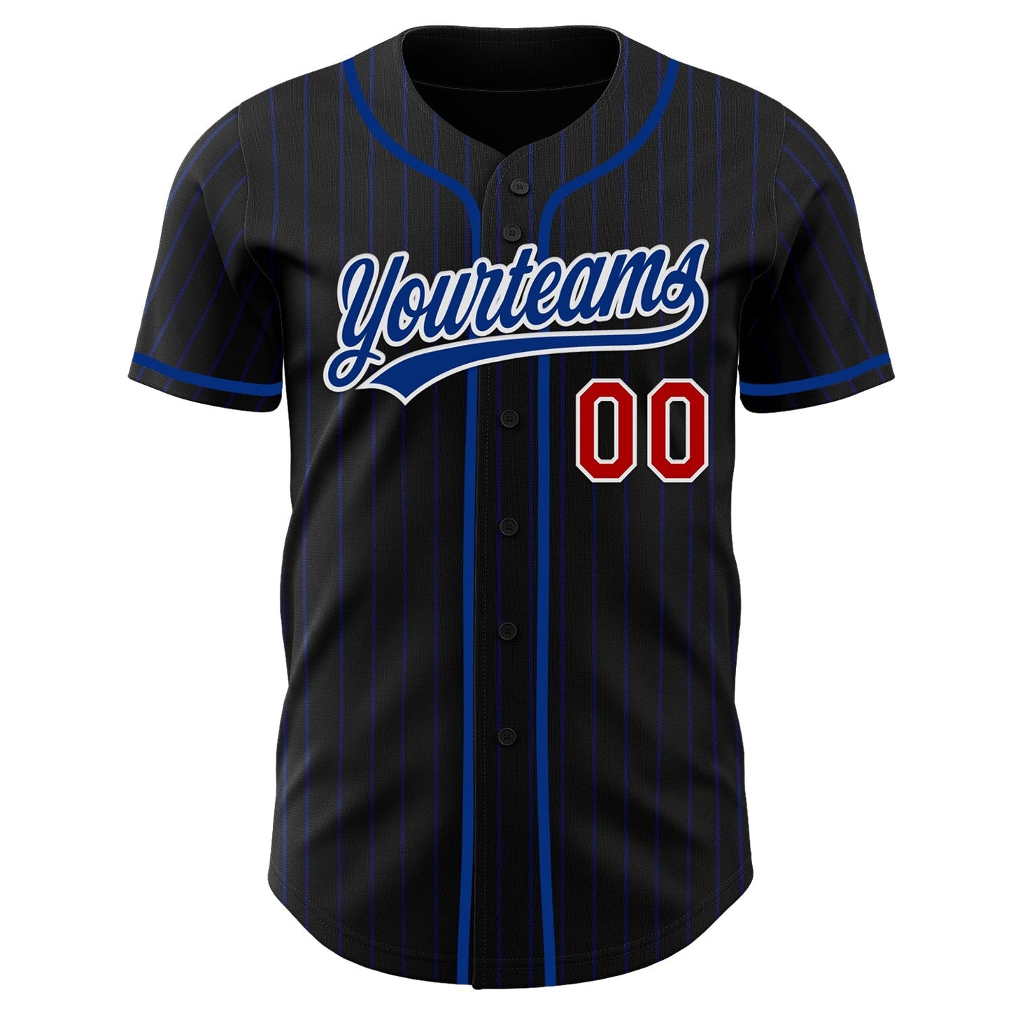 Custom Black Royal Pinstripe Royal Red-White Authentic Baseball Jersey baseball jersey product view 4