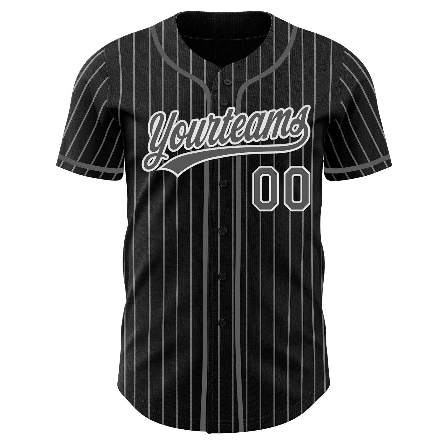 Custom Black White Pinstripe Steel Gray-White Authentic Baseball Jersey baseball jersey product view 4