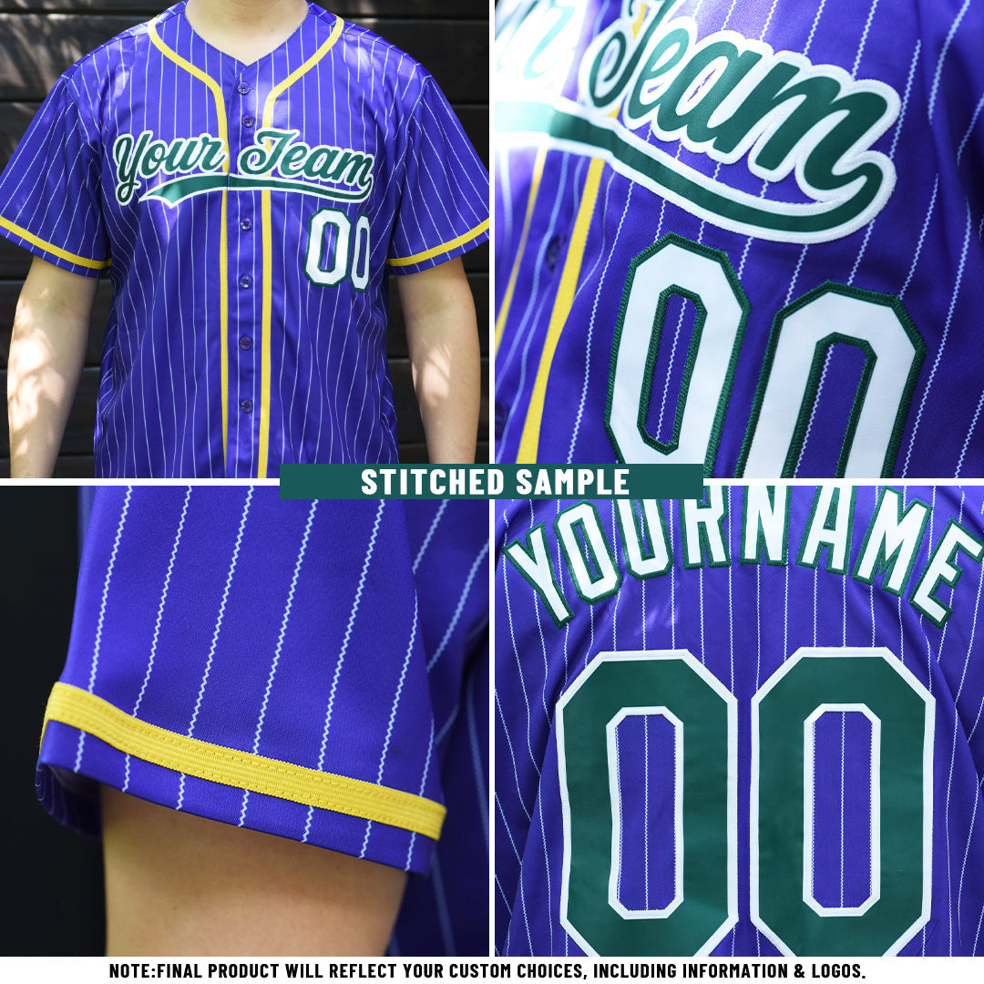Custom Black White Pinstripe Purple Teal-White Authentic Baseball Jersey baseball jersey product view 3