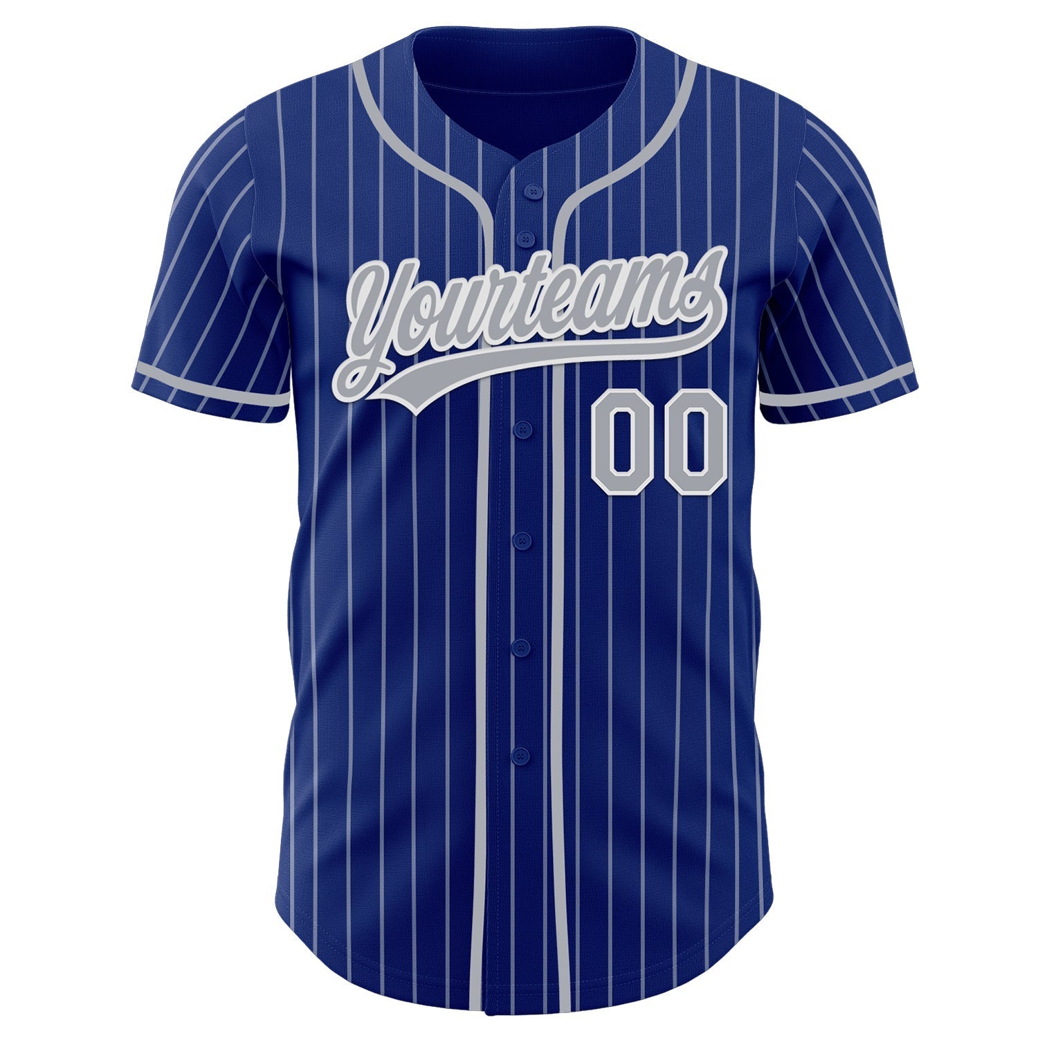 Custom Royal White Pinstripe Gray-White Authentic Baseball Jersey baseball jersey product view 4
