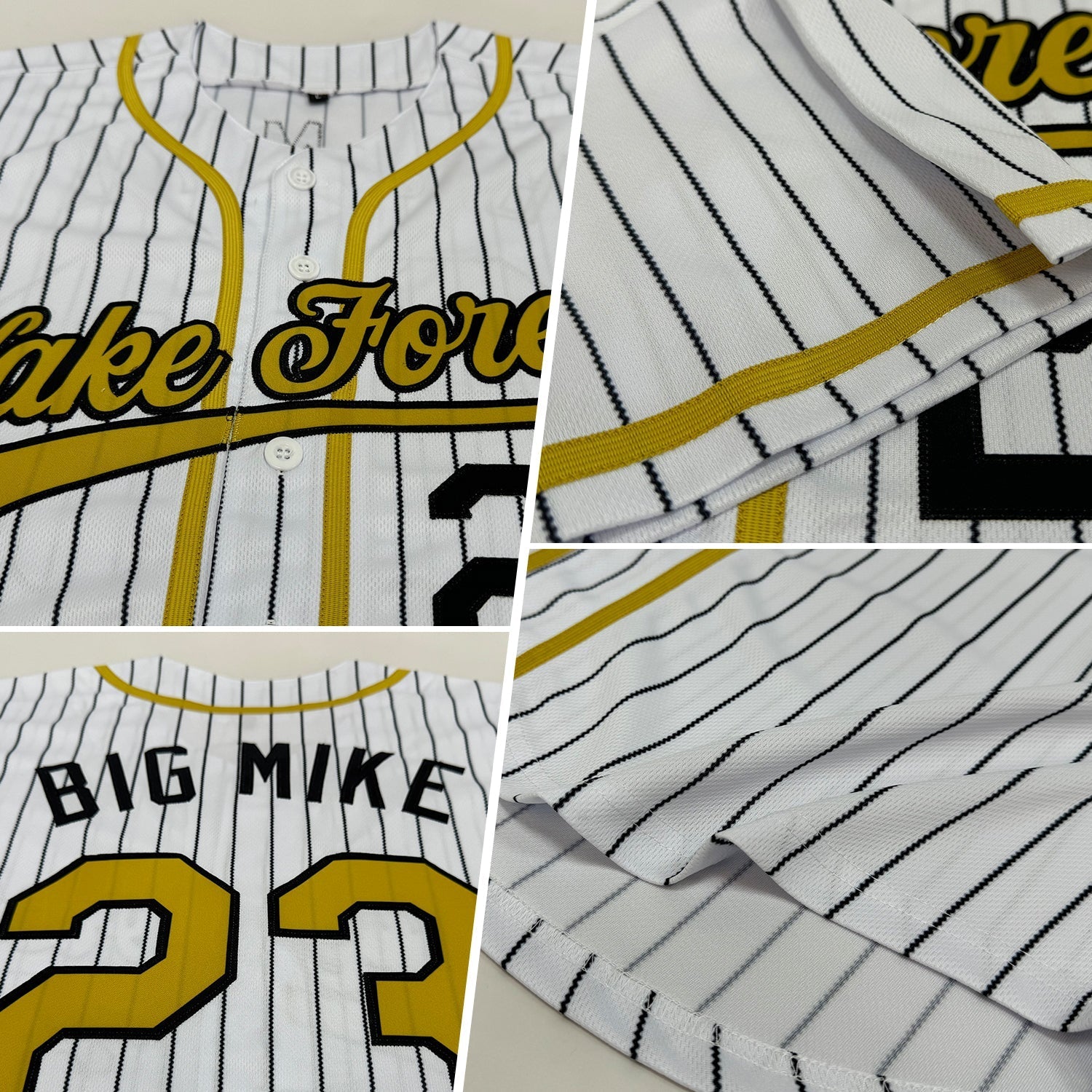 Custom White Orange Pinstripe Black-Orange Authentic Baseball Jersey baseball jersey product view 2
