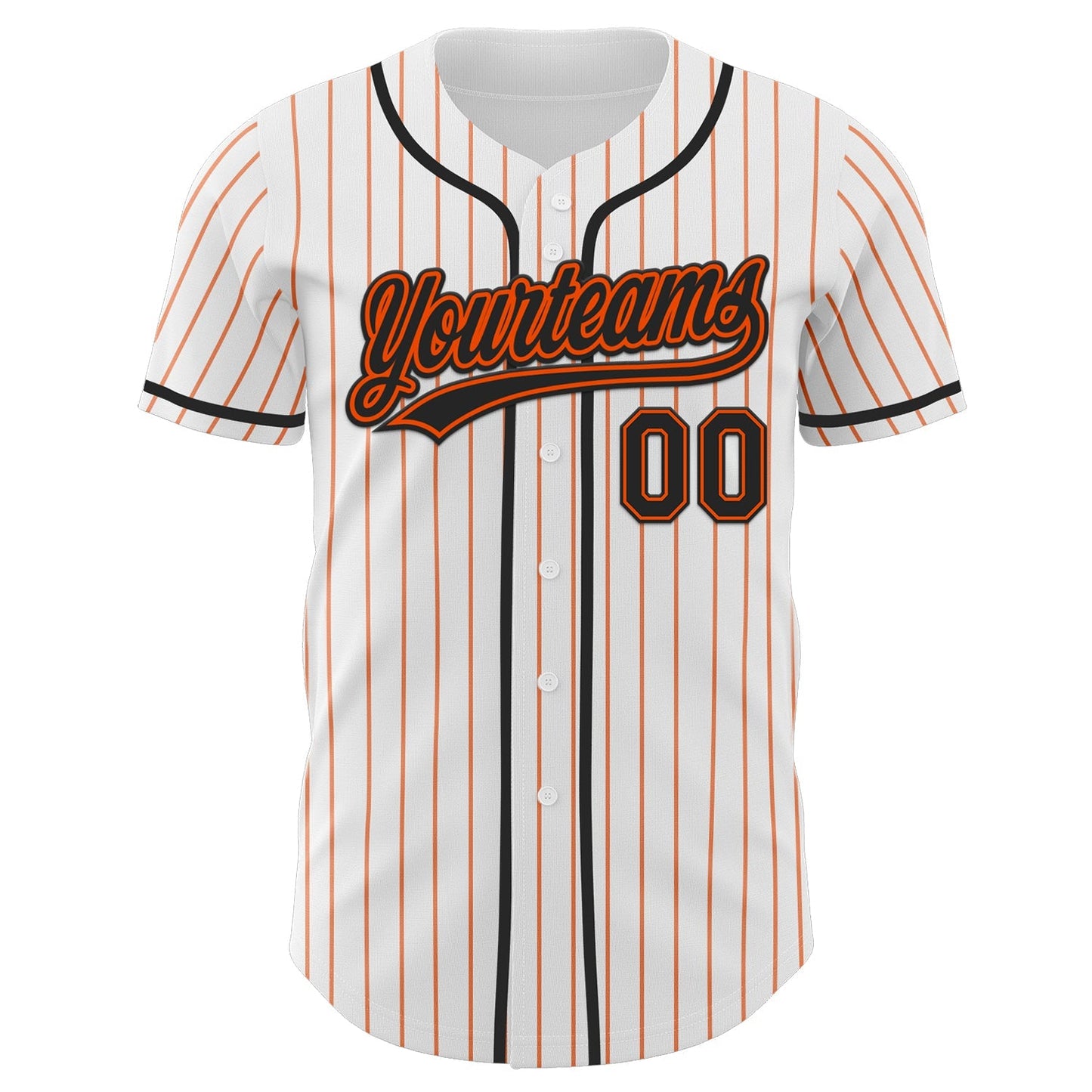 Custom White Orange Pinstripe Black-Orange Authentic Baseball Jersey baseball jersey product view 4