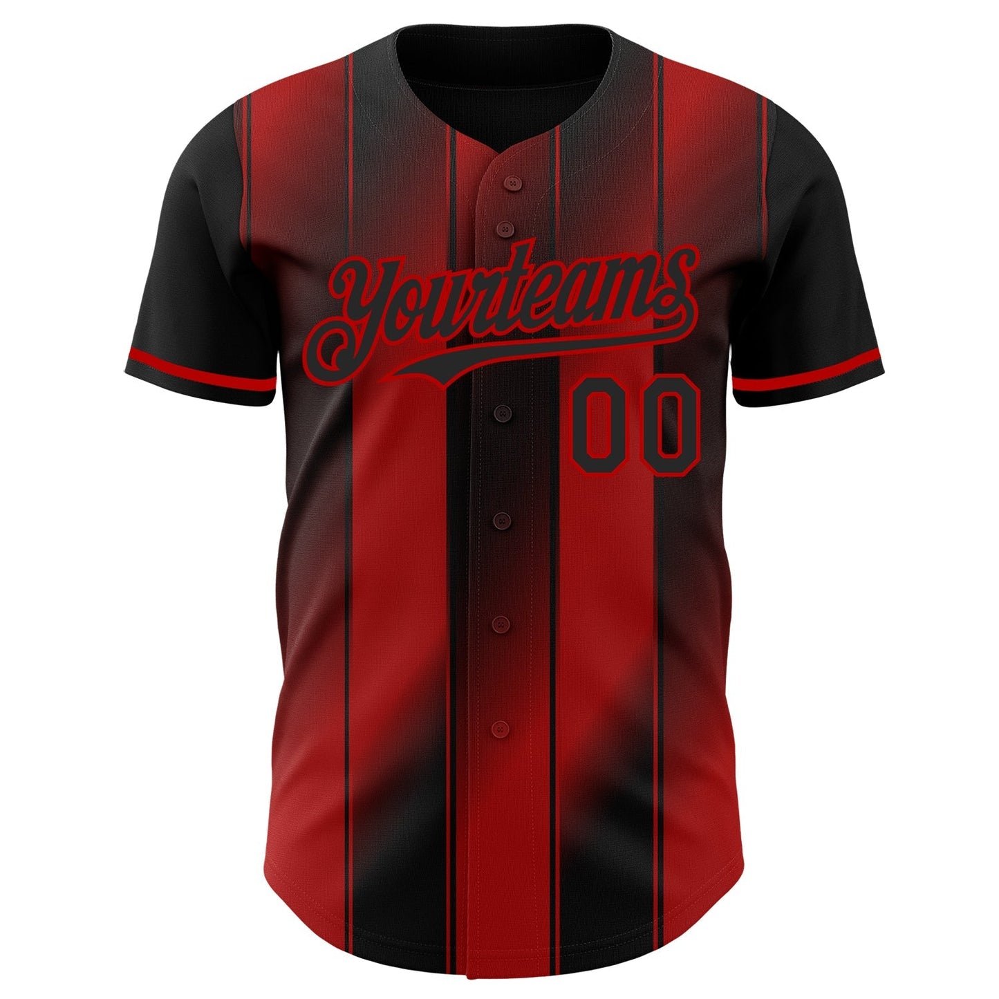 Custom Black-Red Gradient Classic Vertical Stripe Authentic Baseball Jersey baseball jersey product view 2