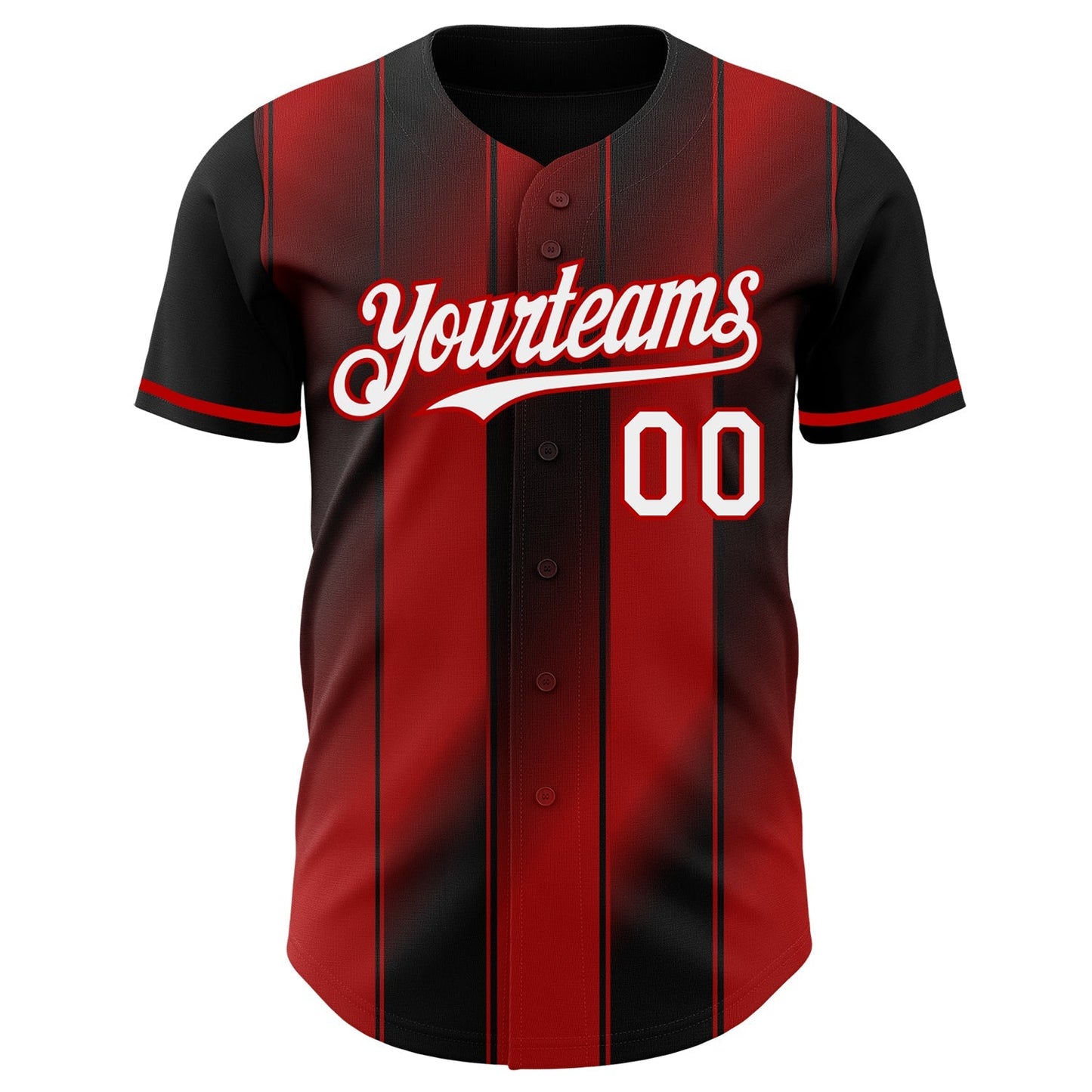 Custom Black White-Red Gradient Classic Vertical Stripe Authentic Baseball Jersey baseball jersey product view 2