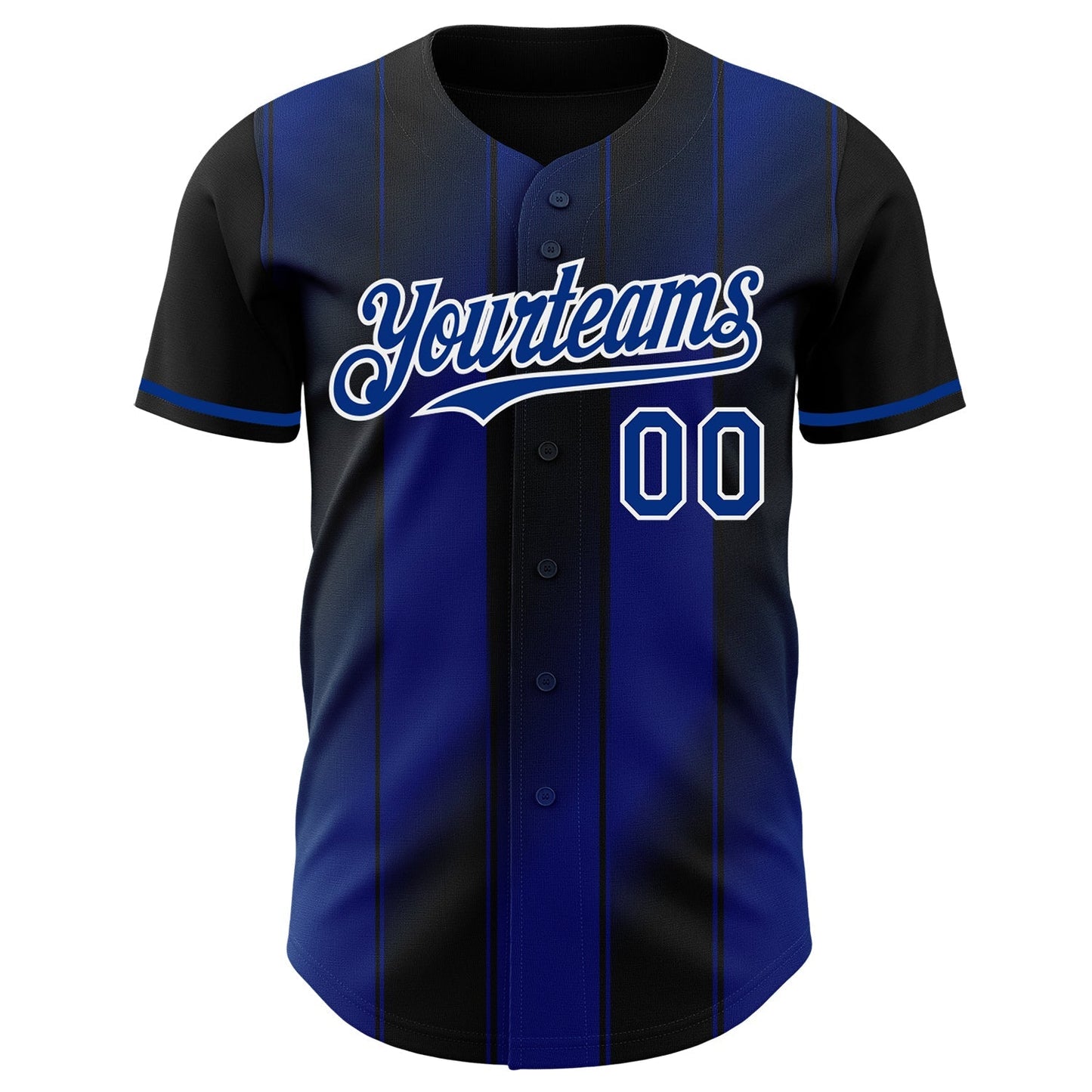 Custom Black Royal-White Gradient Classic Vertical Stripe Authentic Baseball Jersey baseball jersey product view 2