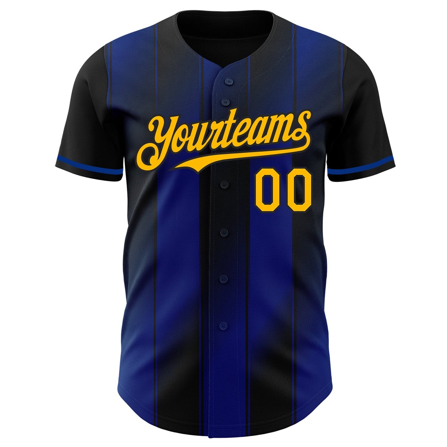 Custom Black Gold-Royal Gradient Classic Vertical Stripe Authentic Baseball Jersey baseball jersey product view 2
