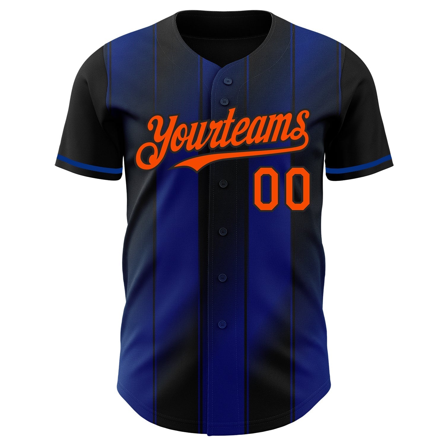 Custom Black Orange-Royal Gradient Classic Vertical Stripe Authentic Baseball Jersey baseball jersey product view 2
