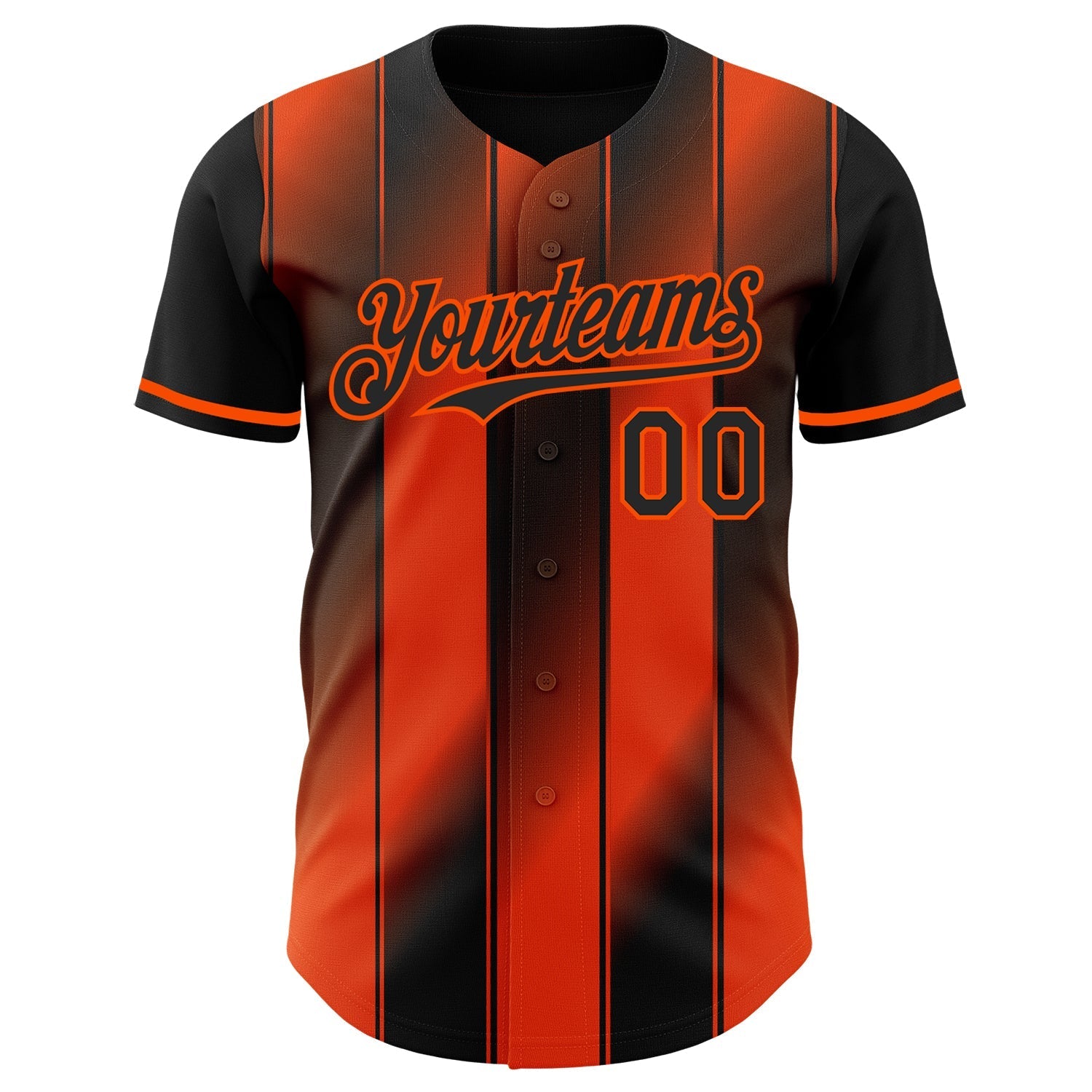 Custom Black-Orange Gradient Classic Vertical Stripe Authentic Baseball Jersey baseball jersey product view 2