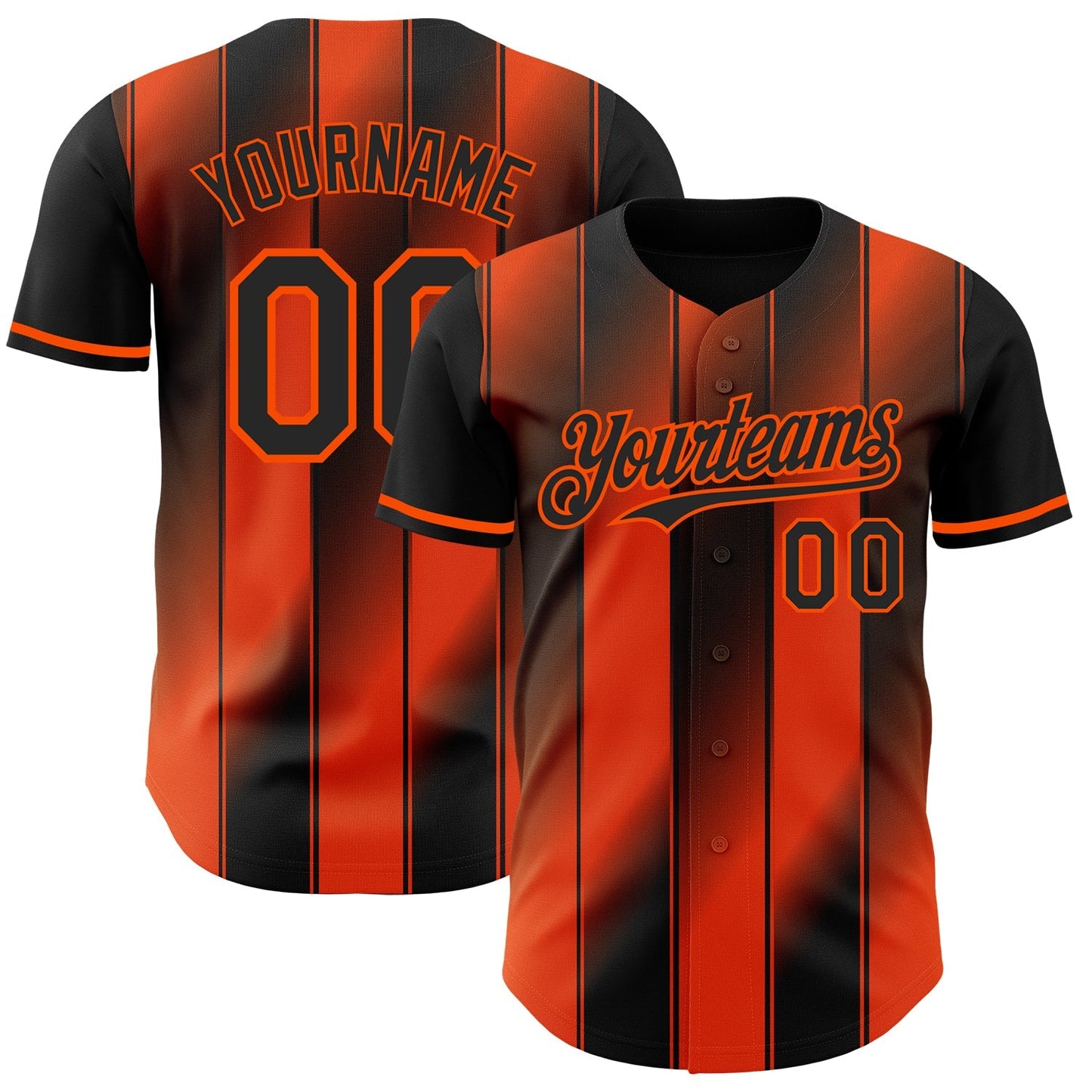 Custom Black-Orange Gradient Classic Vertical Stripe Authentic Baseball Jersey baseball jersey product view 1