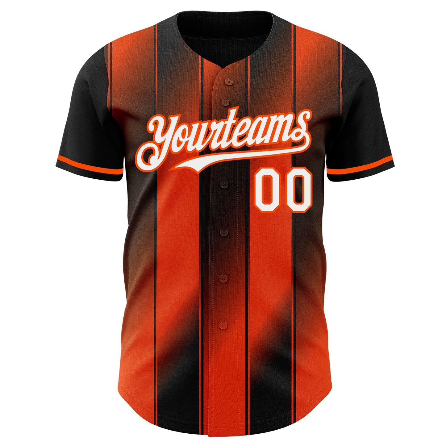 Custom Black White-Orange Gradient Classic Vertical Stripe Authentic Baseball Jersey baseball jersey product view 2