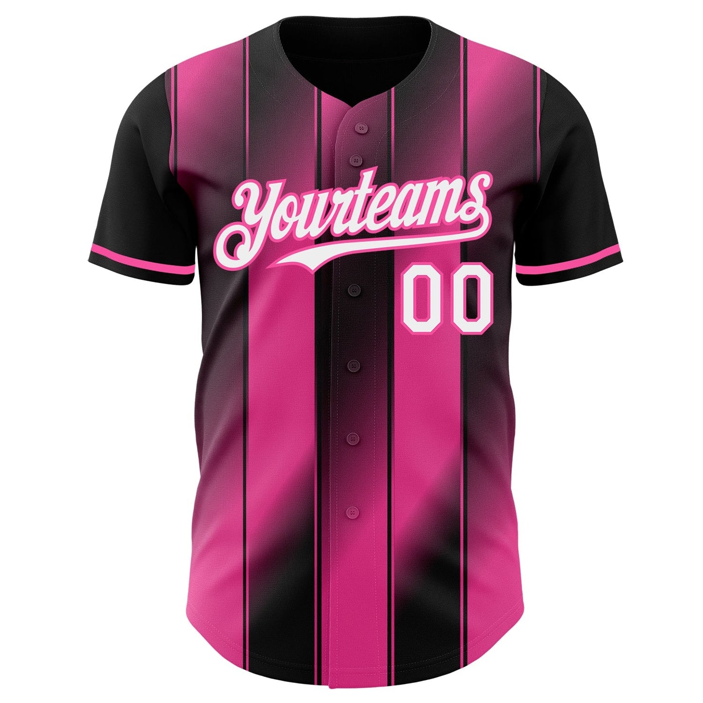 Custom Black White-Pink Gradient Classic Vertical Stripe Authentic Baseball Jersey baseball jersey product view 2