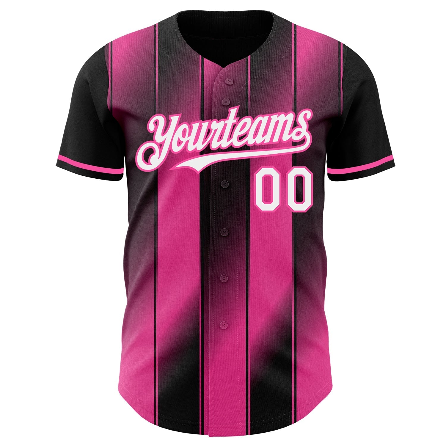 Custom Black White-Pink Gradient Classic Vertical Stripe Authentic Baseball Jersey baseball jersey product view 2