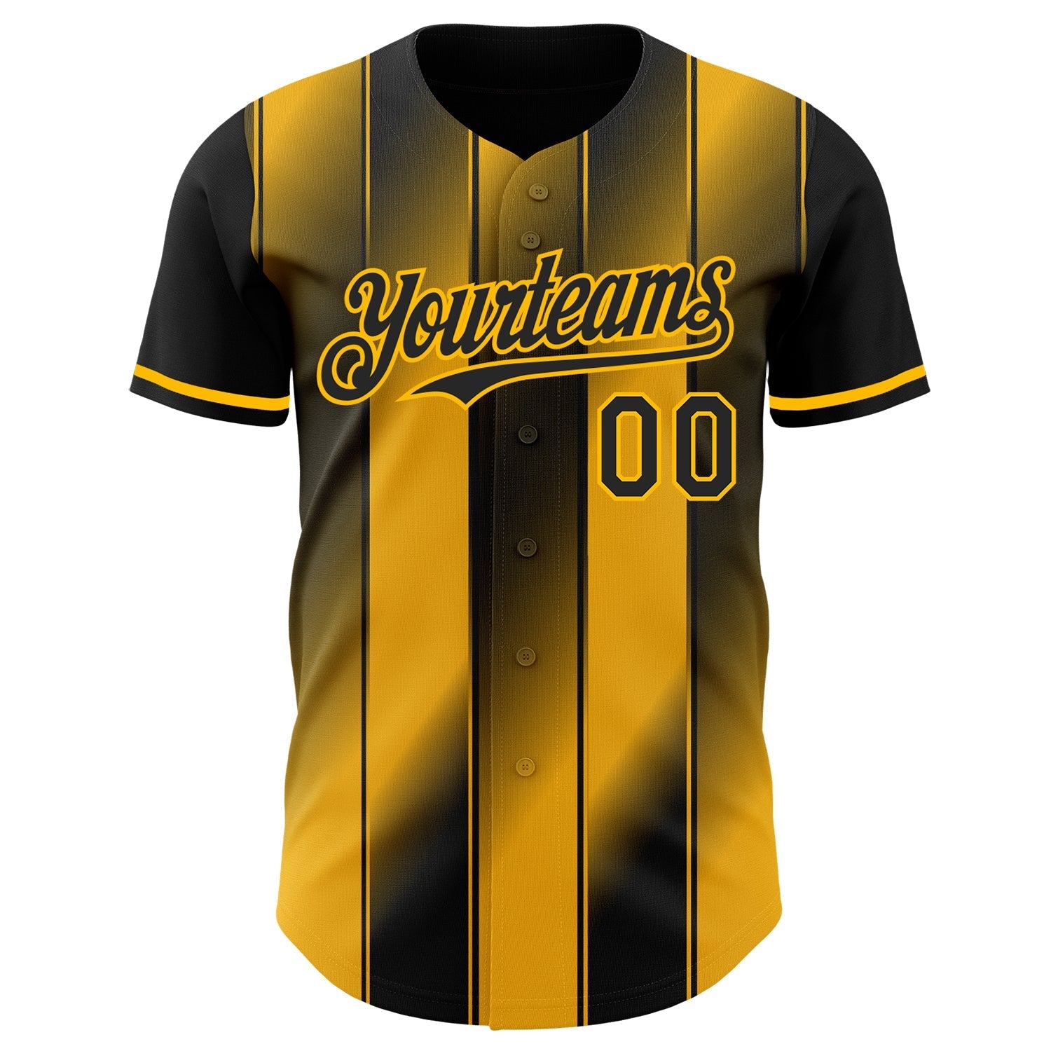 Custom Black-Gold Gradient Classic Vertical Stripe Authentic Baseball Jersey baseball jersey product view 2