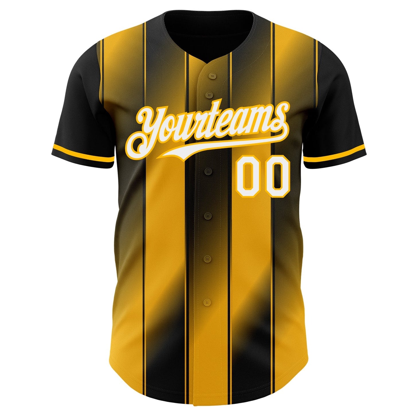 Custom Black White-Gold Gradient Classic Vertical Stripe Authentic Baseball Jersey baseball jersey product view 2