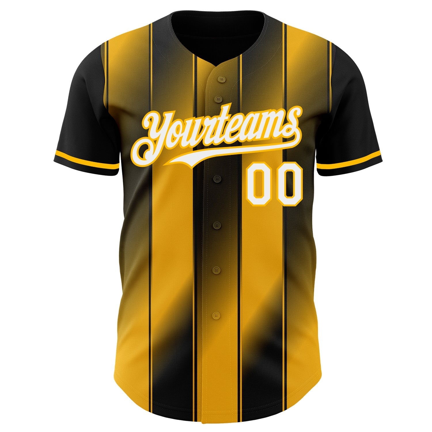 Custom Black White-Gold Gradient Classic Vertical Stripe Authentic Baseball Jersey baseball jersey product view 2