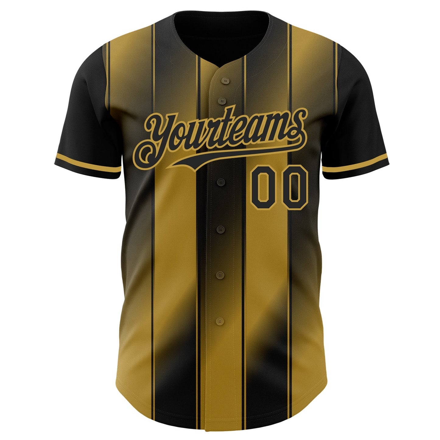 Custom Black-Old Gold Gradient Classic Vertical Stripe Authentic Baseball Jersey baseball jersey product view 2