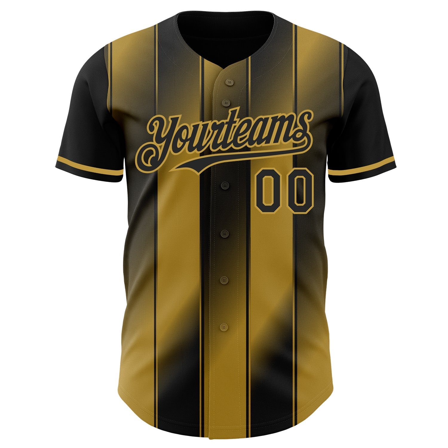 Custom Black-Old Gold Gradient Classic Vertical Stripe Authentic Baseball Jersey baseball jersey product view 2