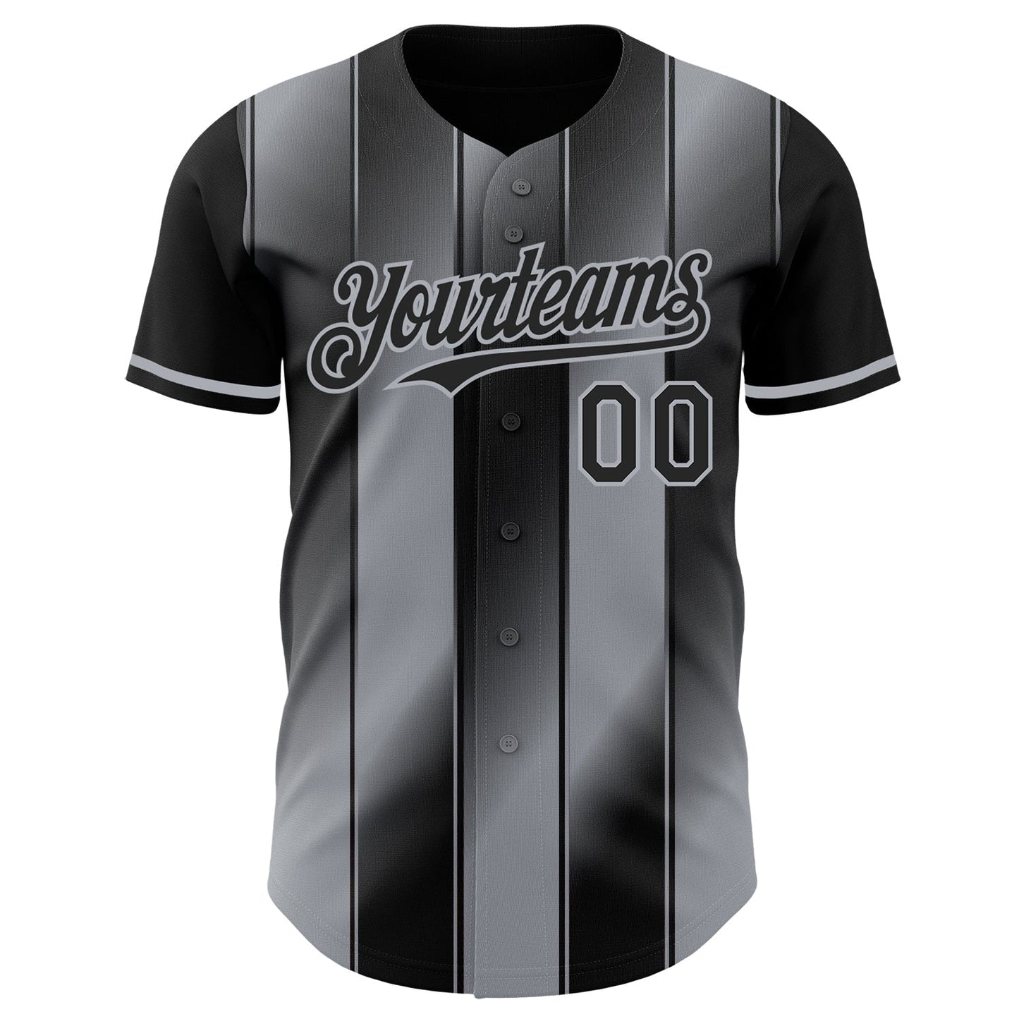Custom Black-Gray Gradient Classic Vertical Stripe Authentic Baseball Jersey baseball jersey product view 2