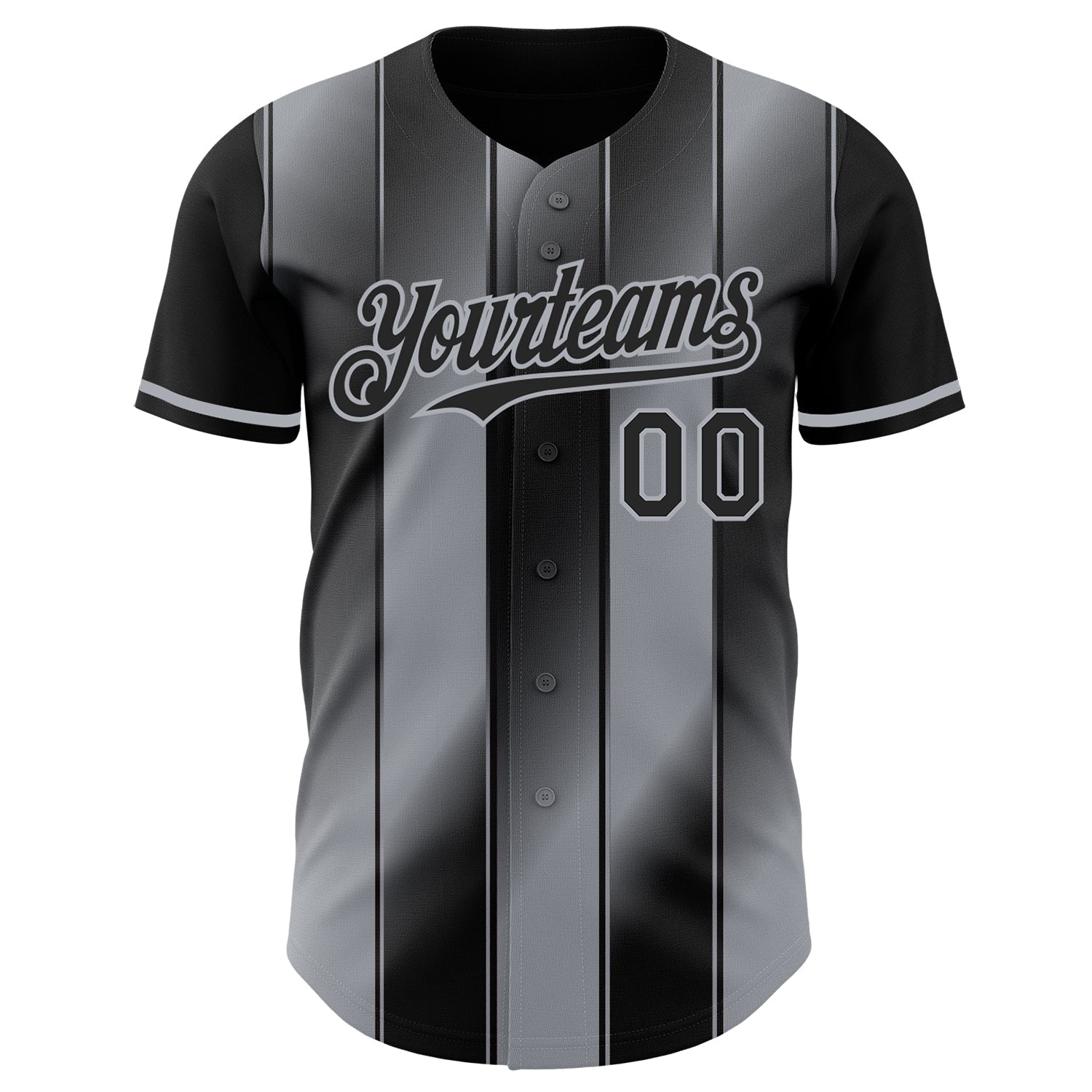 Custom Black-Gray Gradient Classic Vertical Stripe Authentic Baseball Jersey baseball jersey product view 2
