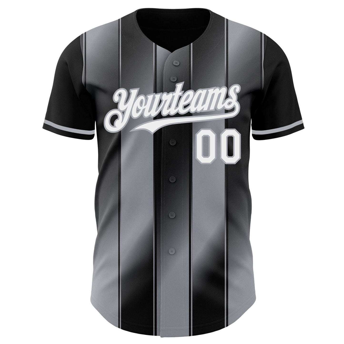 Custom Black White-Gray Gradient Classic Vertical Stripe Authentic Baseball Jersey baseball jersey product view 2