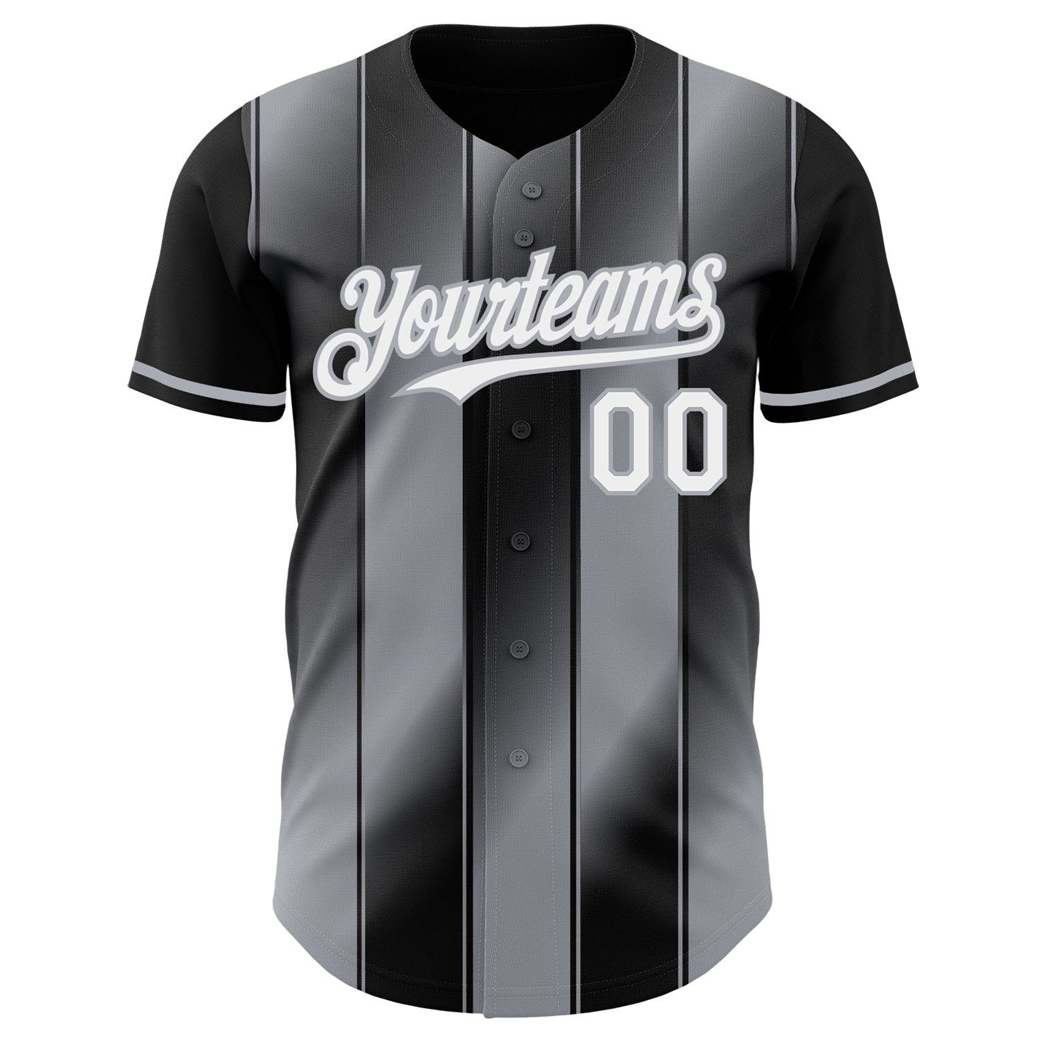 Custom Black White-Gray Gradient Classic Vertical Stripe Authentic Baseball Jersey baseball jersey product view 2