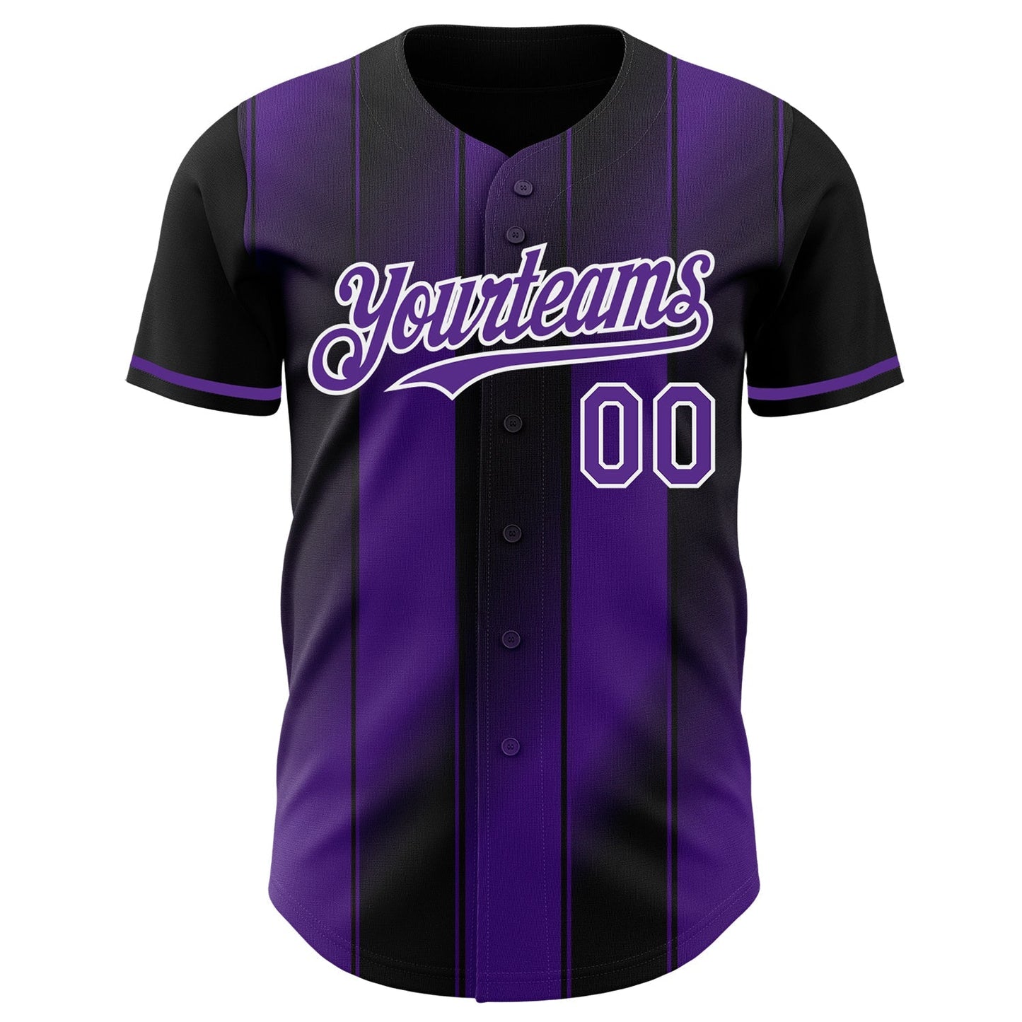 Custom Black Purple-White Gradient Classic Vertical Stripe Authentic Baseball Jersey baseball jersey product view 2