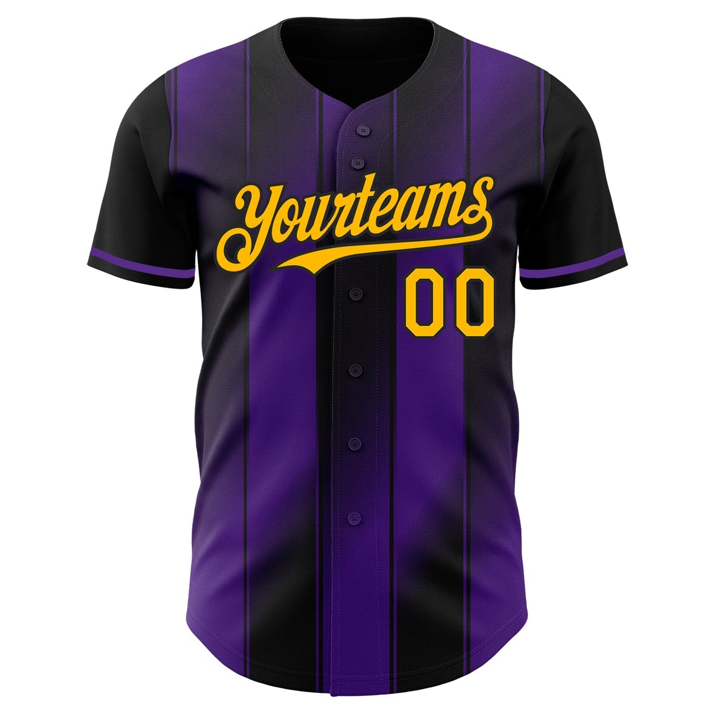 Custom Black Gold-Purple Gradient Classic Vertical Stripe Authentic Baseball Jersey baseball jersey product view 2