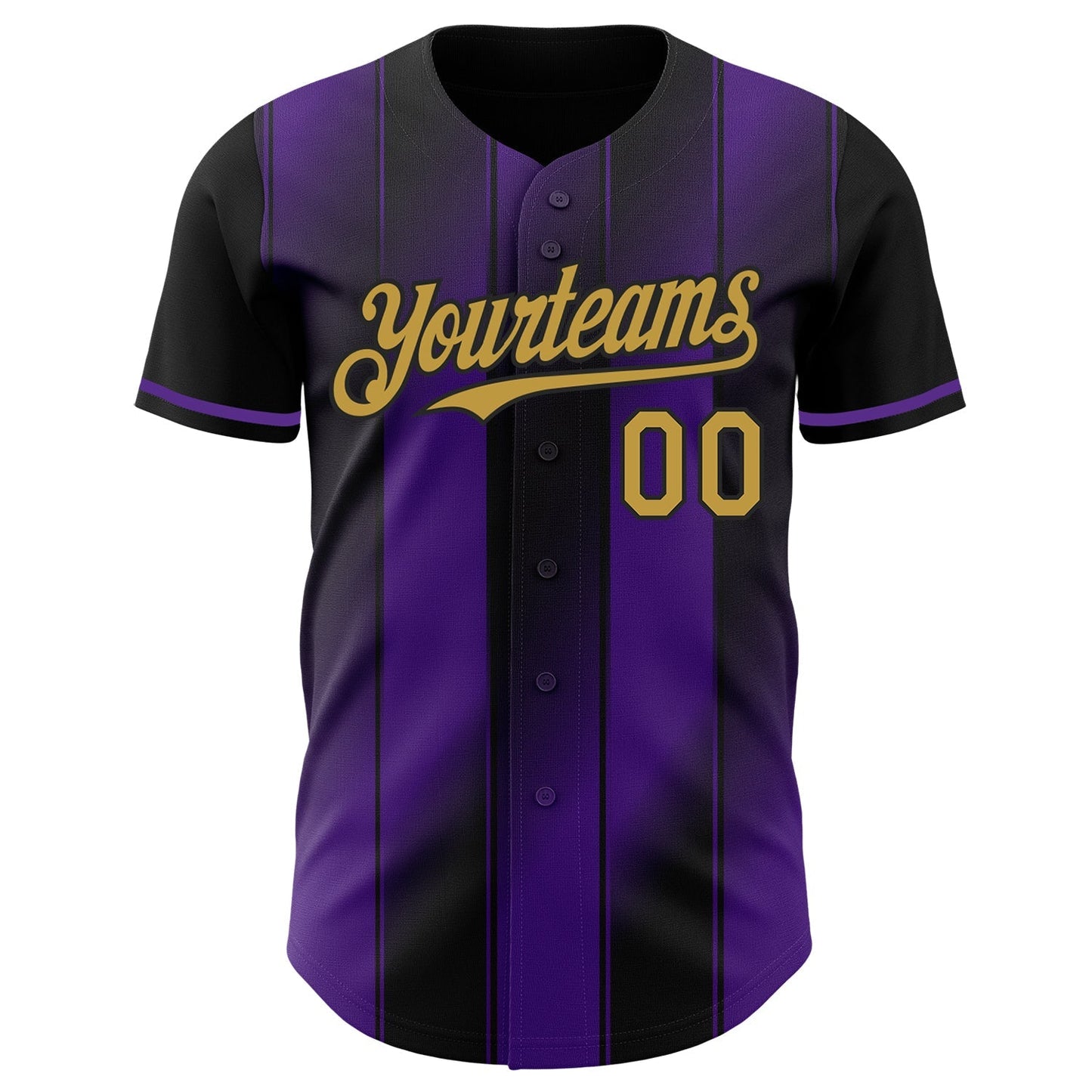 Custom Black Old Gold-Purple Gradient Classic Vertical Stripe Authentic Baseball Jersey baseball jersey product view 2