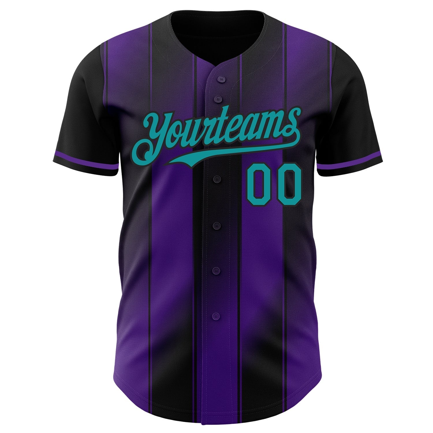 Custom Black Teal-Purple Gradient Classic Vertical Stripe Authentic Baseball Jersey baseball jersey product view 2