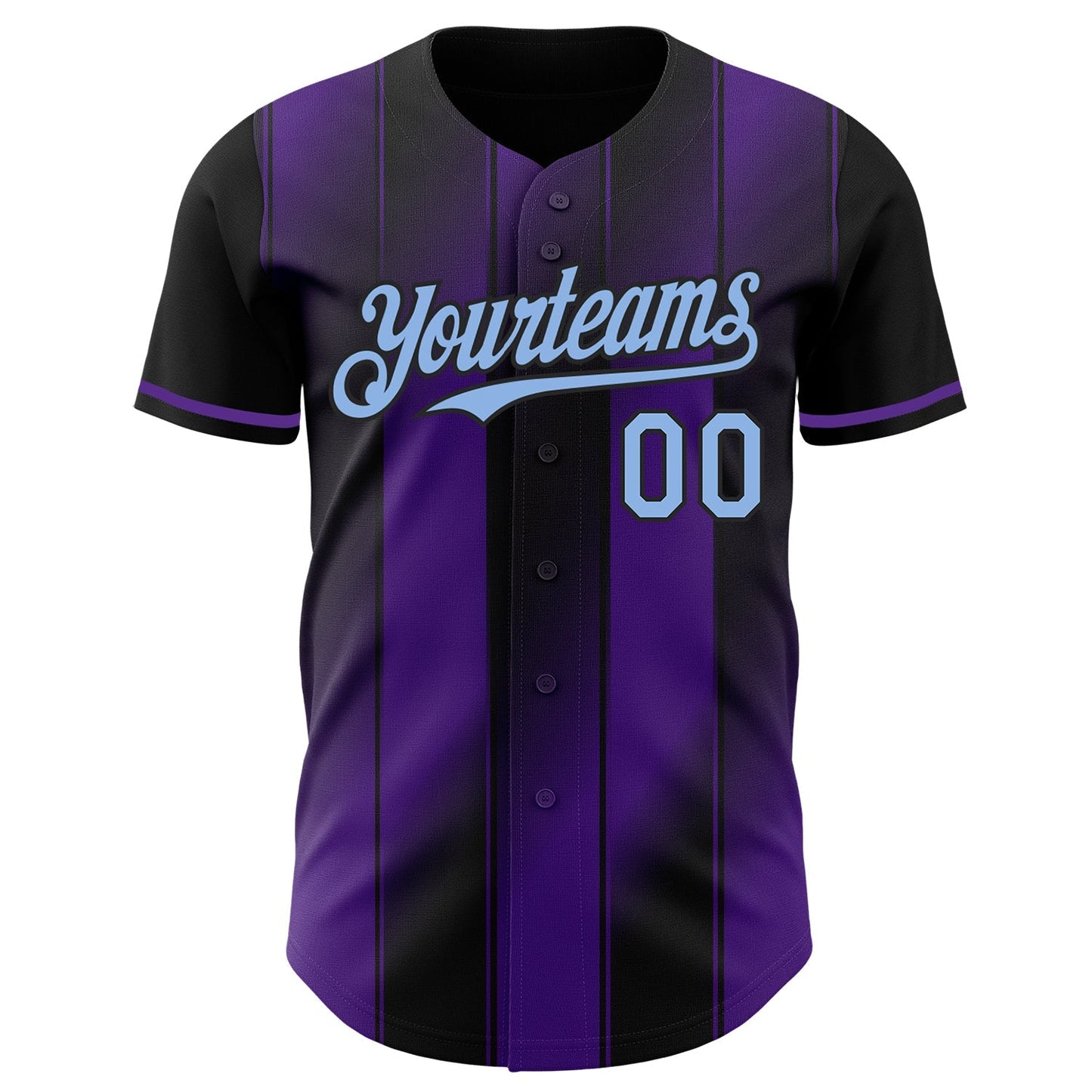 Custom Black Light Blue-Purple Gradient Classic Vertical Stripe Authentic Baseball Jersey baseball jersey product view 2
