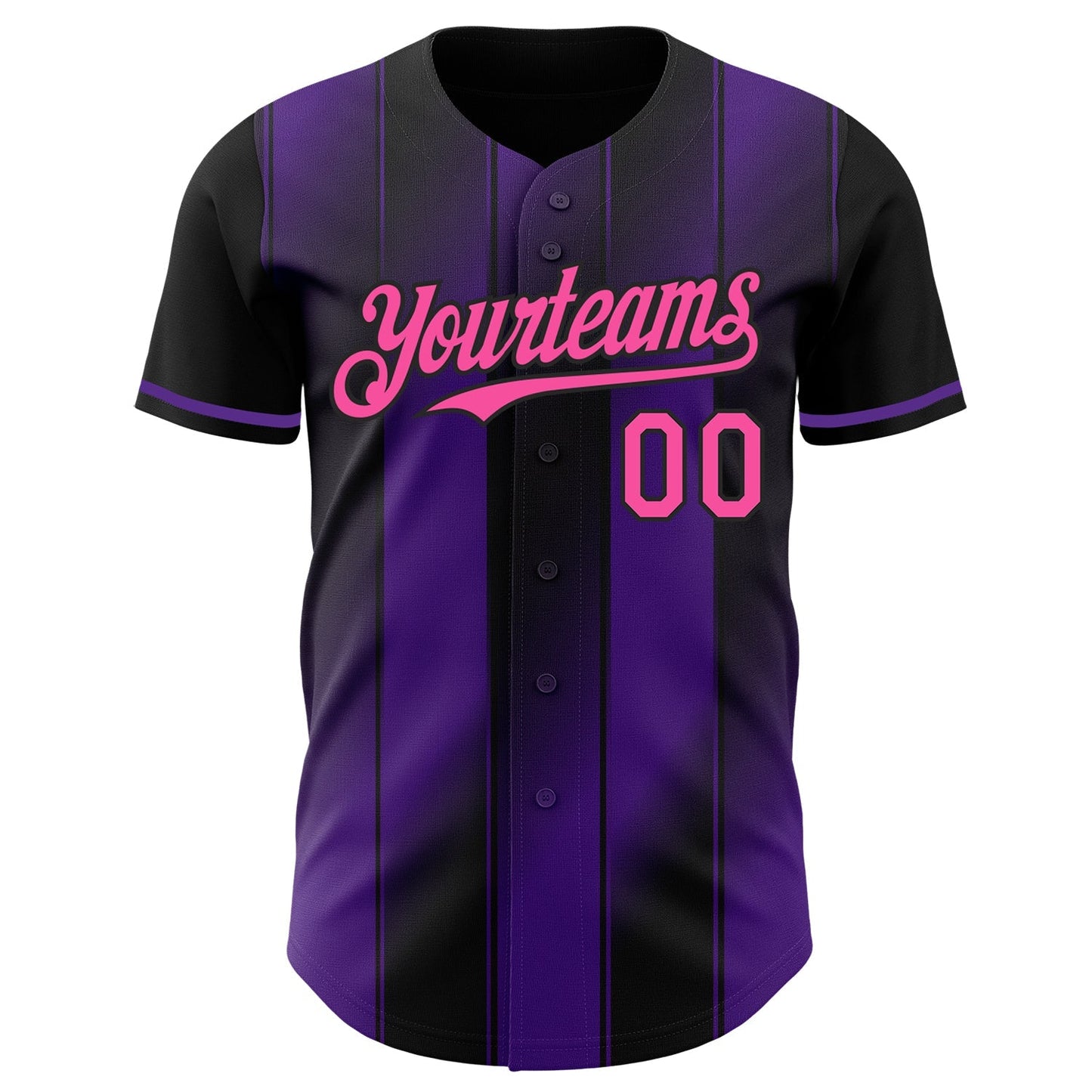 Custom Black Pink-Purple Gradient Classic Vertical Stripe Authentic Baseball Jersey baseball jersey product view 2