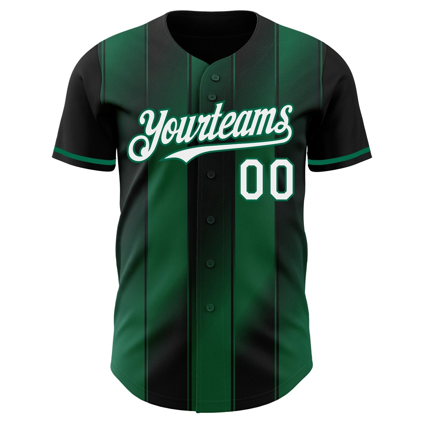 Custom Black White-Kelly Green Gradient Classic Vertical Stripe Authentic Baseball Jersey baseball jersey product view 2