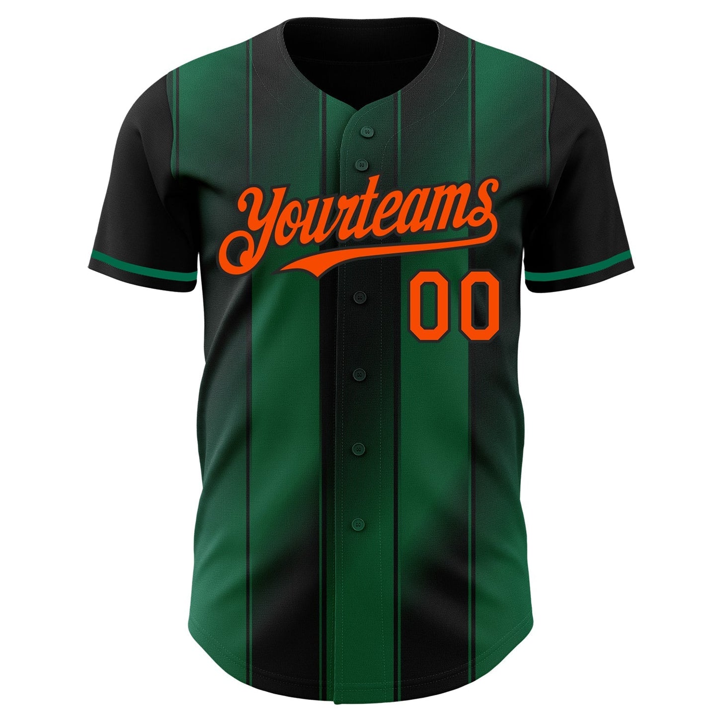 Custom Black Orange-Kelly Green Gradient Classic Vertical Stripe Authentic Baseball Jersey baseball jersey product view 2