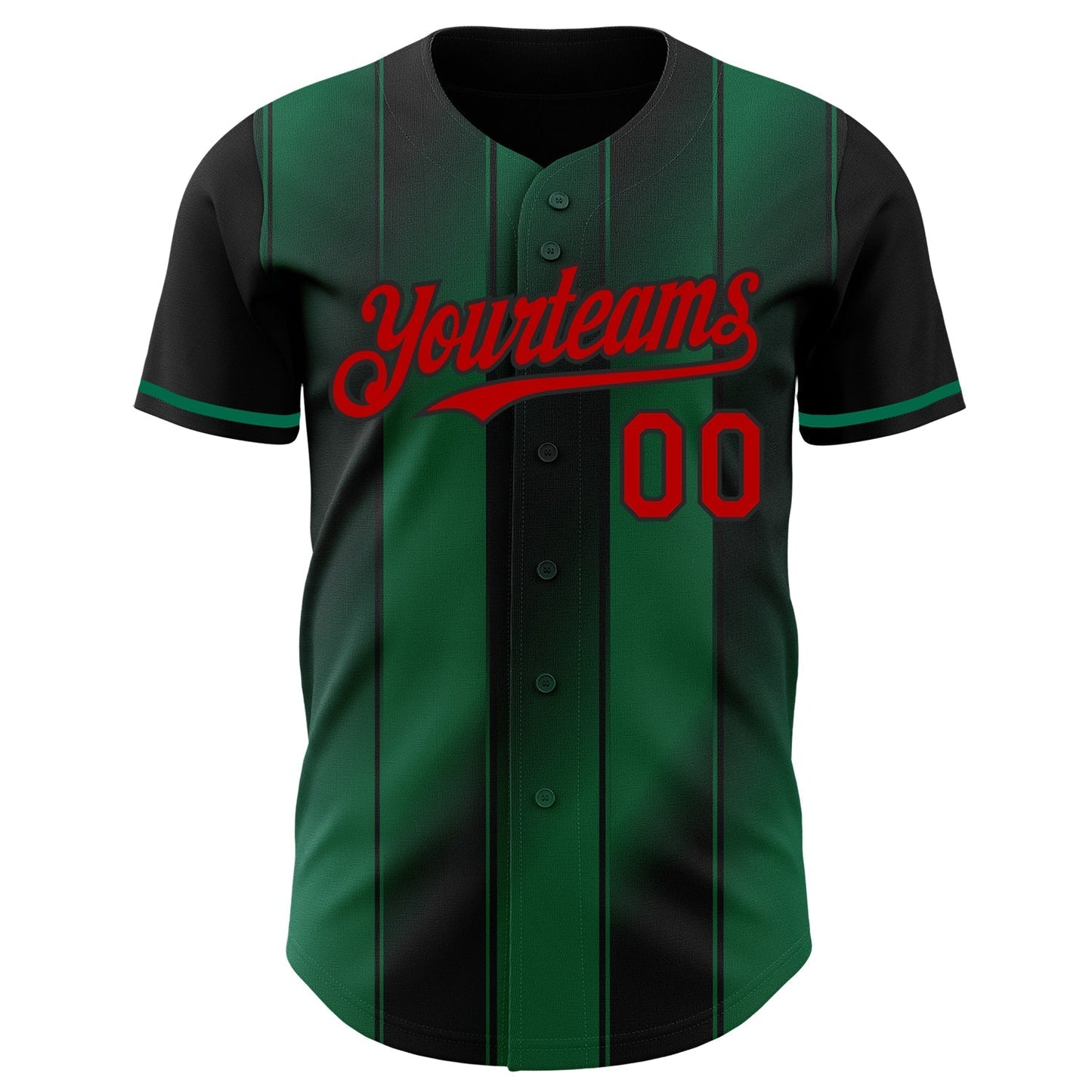 Custom Black Red-Kelly Green Gradient Classic Vertical Stripe Authentic Baseball Jersey baseball jersey product view 2