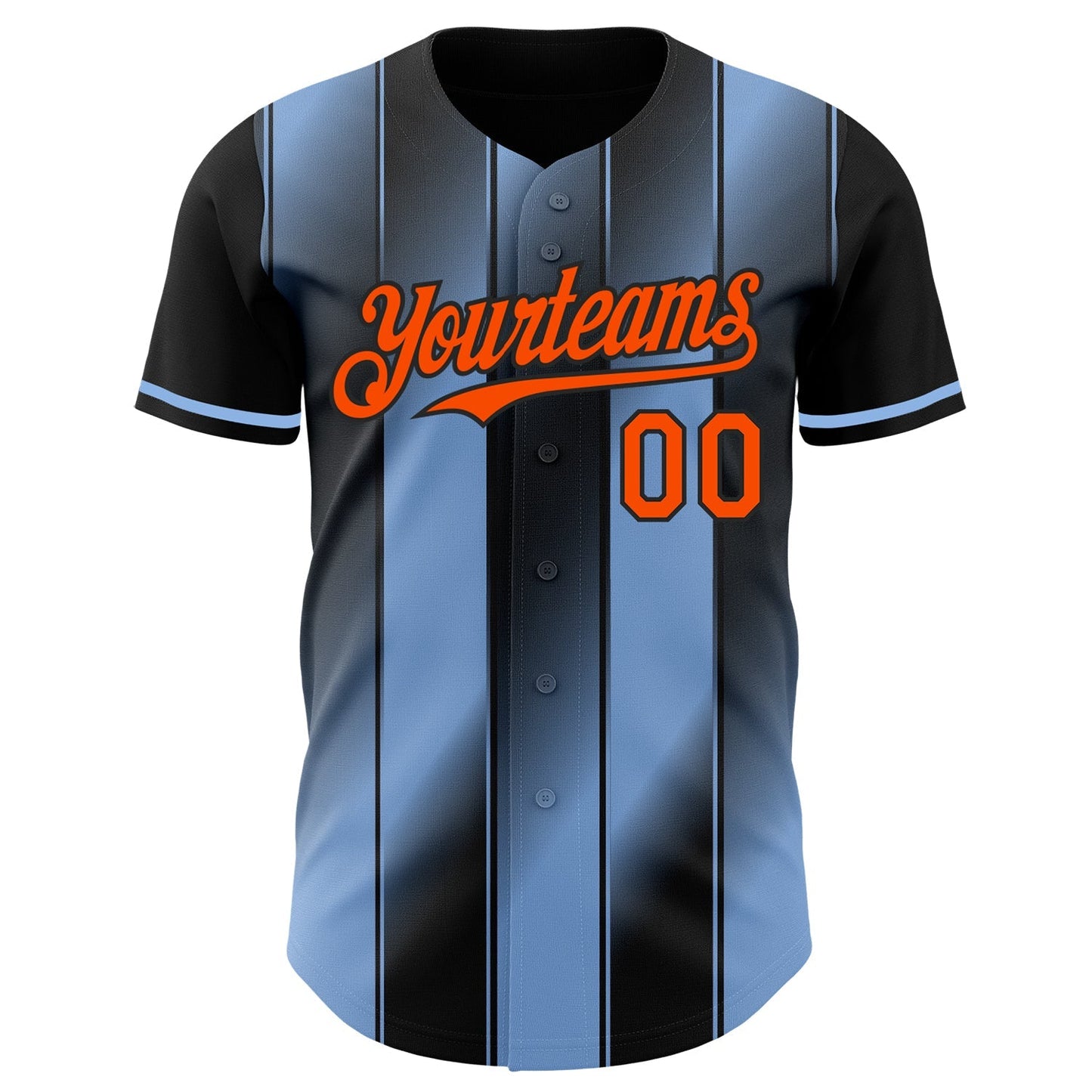 Custom Black Orange-Light Blue Gradient Classic Vertical Stripe Authentic Baseball Jersey baseball jersey product view 2